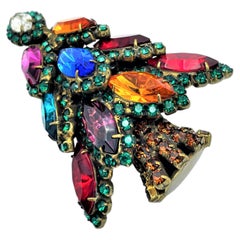 Christmas tree brooch by Dorothy Bauer Calif. Austrian crystal stones, 2000s