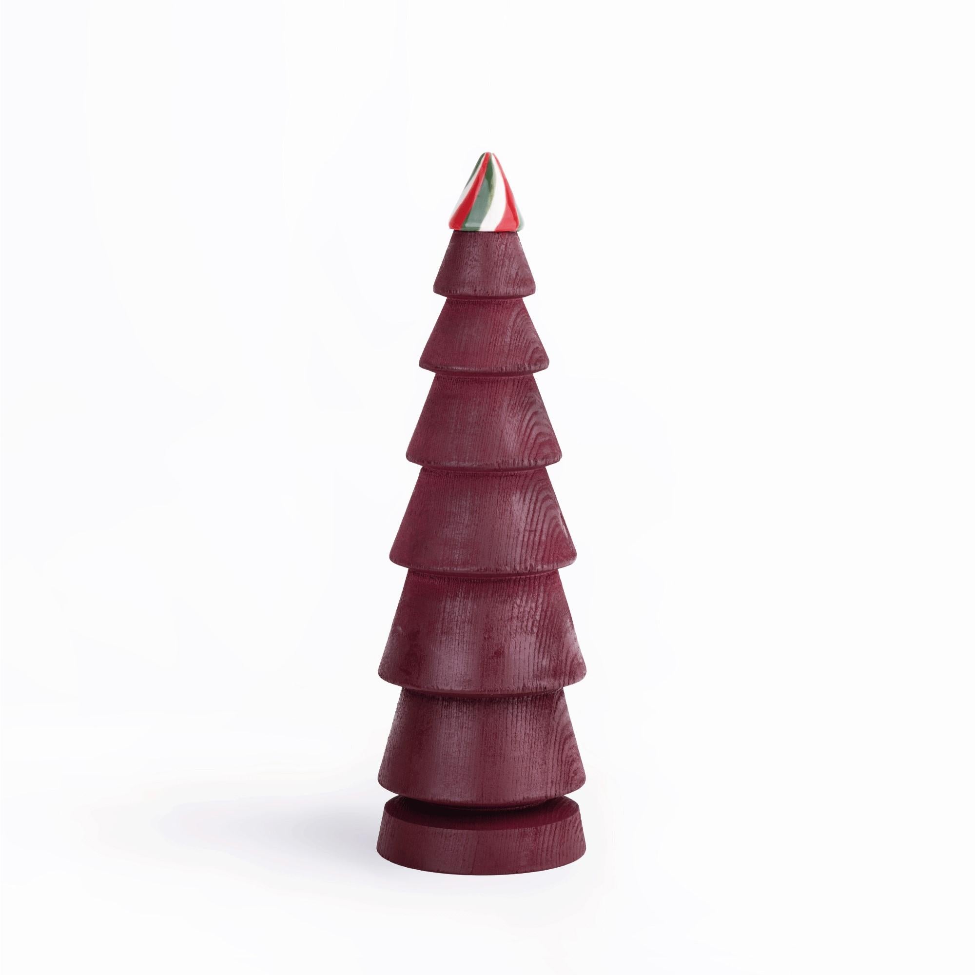 Weihnachtsbaum-Keramikkopf, rot, groß, Zedernholz (imitierte Auflage) im Angebot 1