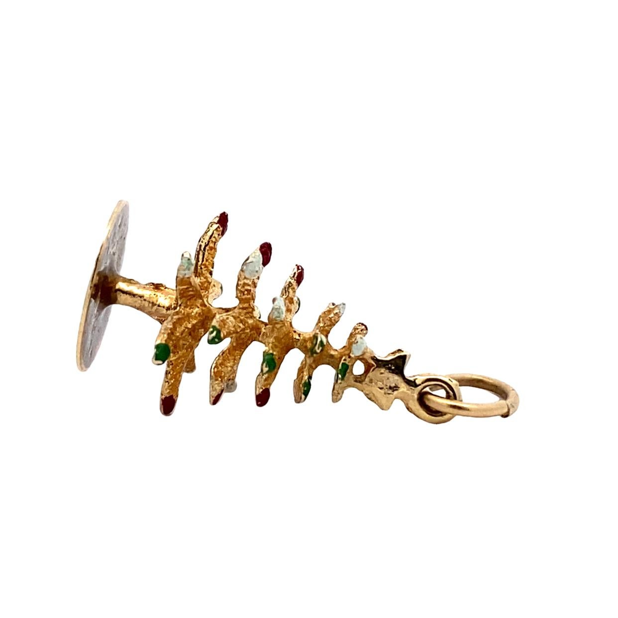 Christmas Tree Charm in 14 Karat Gold For Sale 1