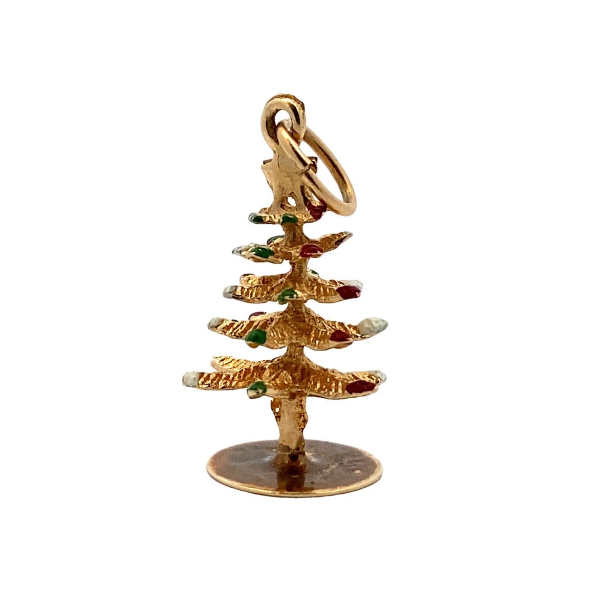 Christmas Tree Charm in 14 Karat Gold For Sale 2