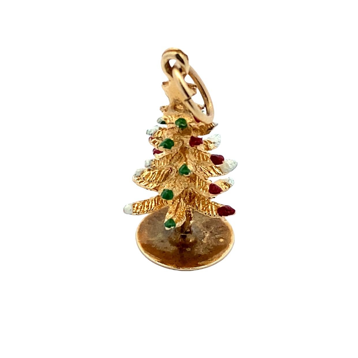 Christmas Tree Charm in 14 Karat Gold For Sale 4