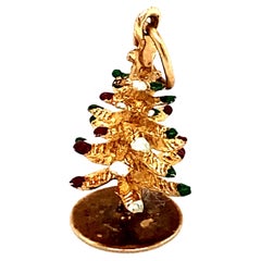 Weihnachtsbaum-Charm aus 14 Karat Gold