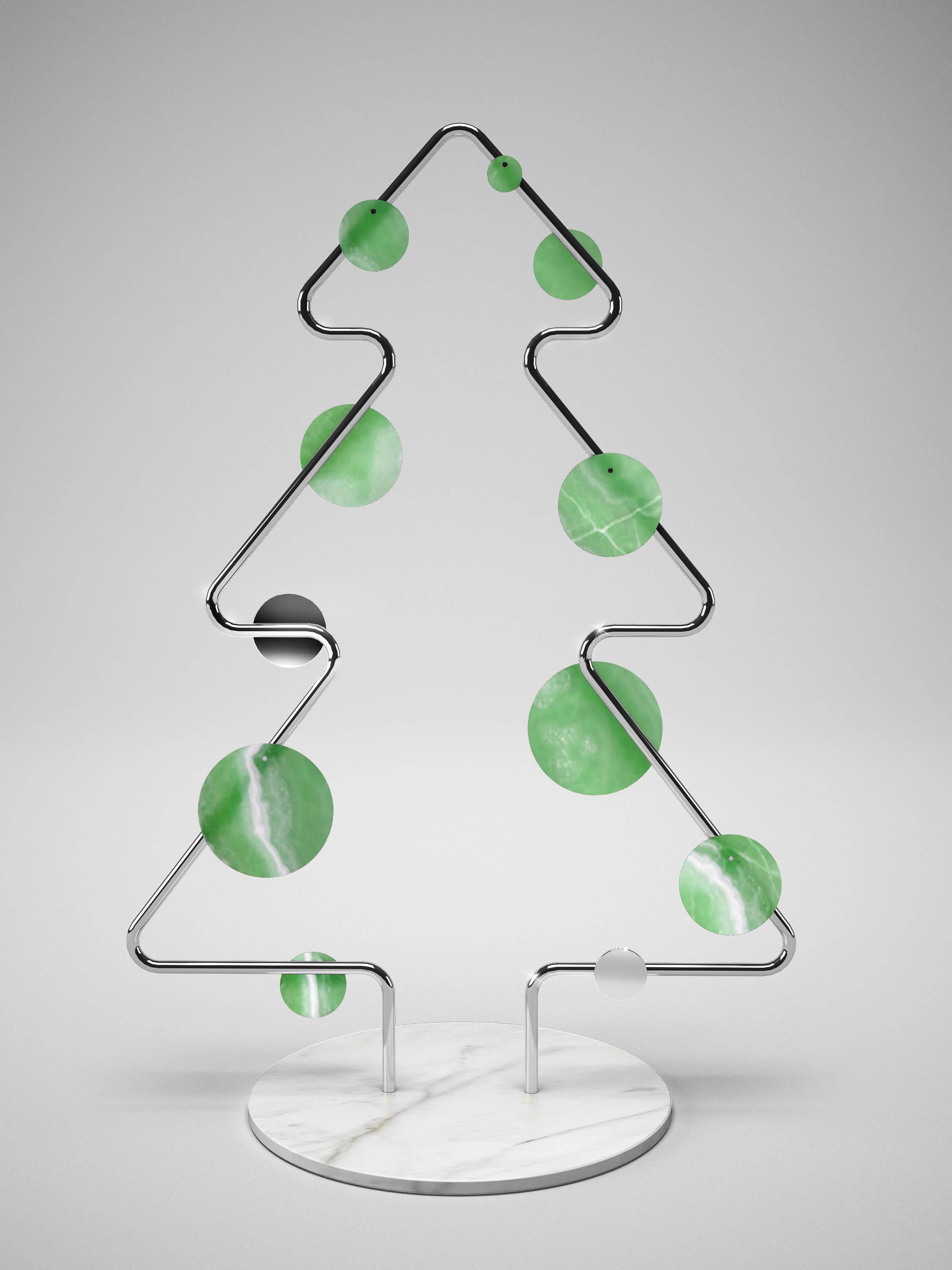 Weihnachtsbaum Dekorative Skulptur Marmor Onyx Stahl Sammlerstück Design Italien (Moderne) im Angebot