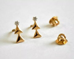 Christmas Tree Diamond Ear Stud Earrings in 14k Gold