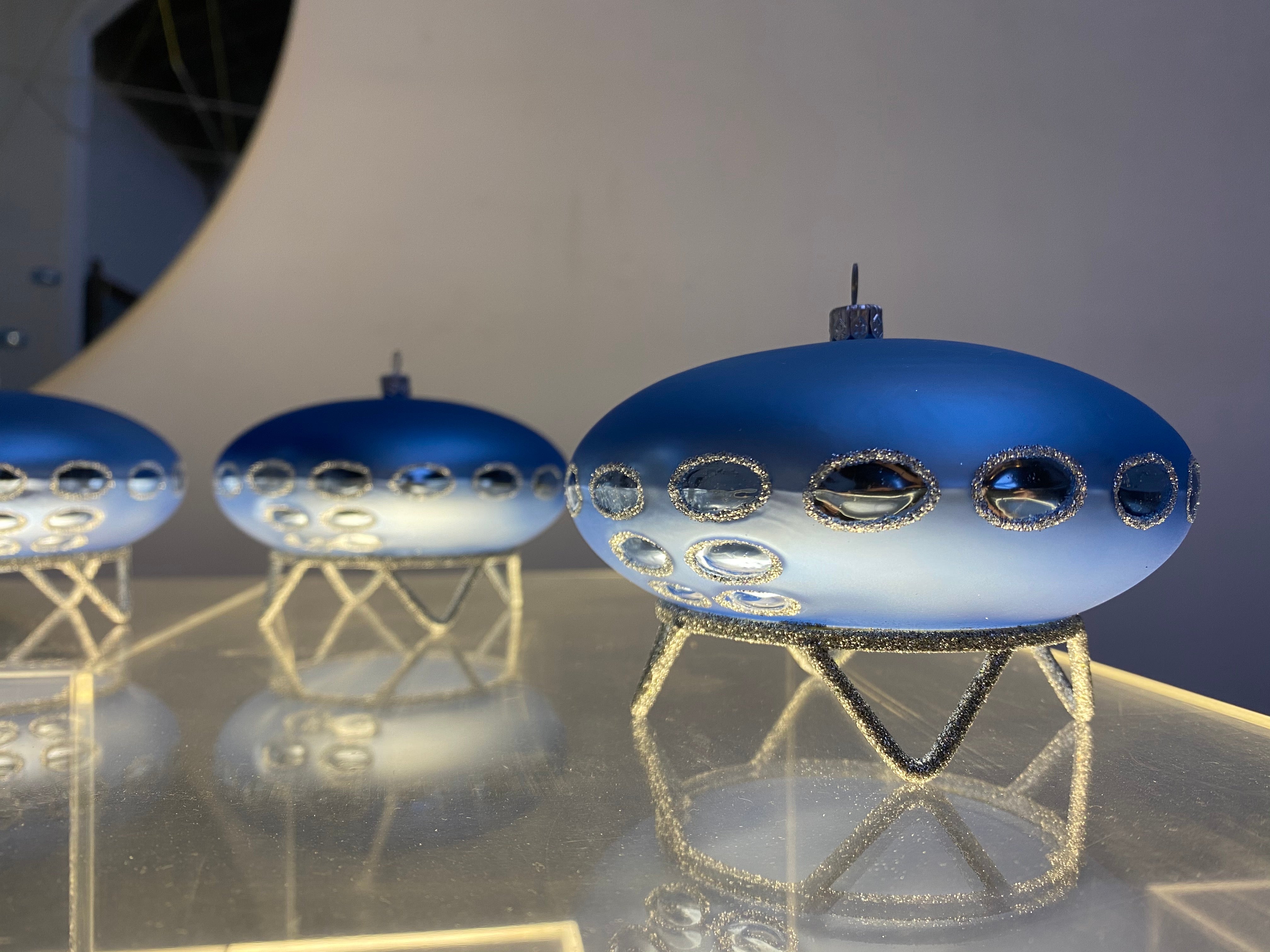 This Futuro Christmas ball is by Dutch artist Bas van Beek who made this creation from a few of the highlights of the permanent collection of the Boijmans van Beuningen Museum in Rotterdam The Netherlands

A small series of each collection object