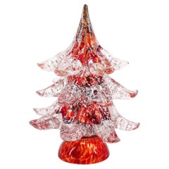 L'arbre de Noël rouge en verre de Murano soufflé artistique