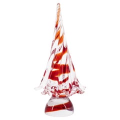 Christmas Tree Red Pointed Made in Artistic Blow Murano Glass