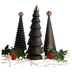  Christmas Tree Set with Bronze Head, Large, Black