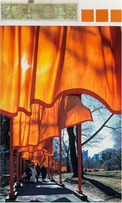 Christo and Jeanne-Claude 'The Gates' Signed Collage Print and Fabric Samples