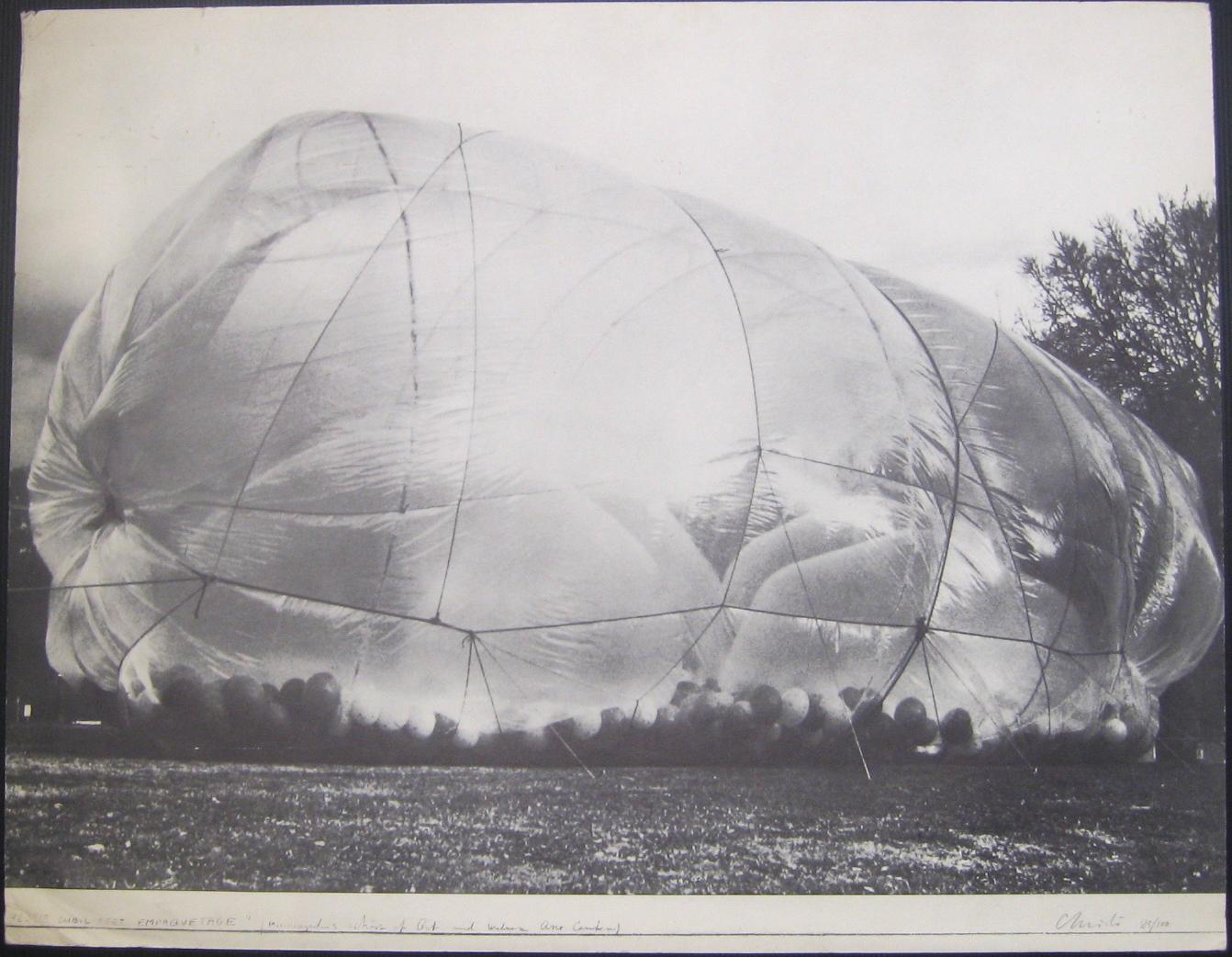 Christo and Jeanne-Claude Landscape Photograph - Cubic Feet Empaquetages - Photolithograph by Christo - 1971 ca.