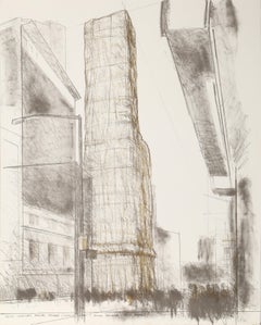 Allied Chemical Tower, Packed, Contemporary Signed Lithograph by Christo