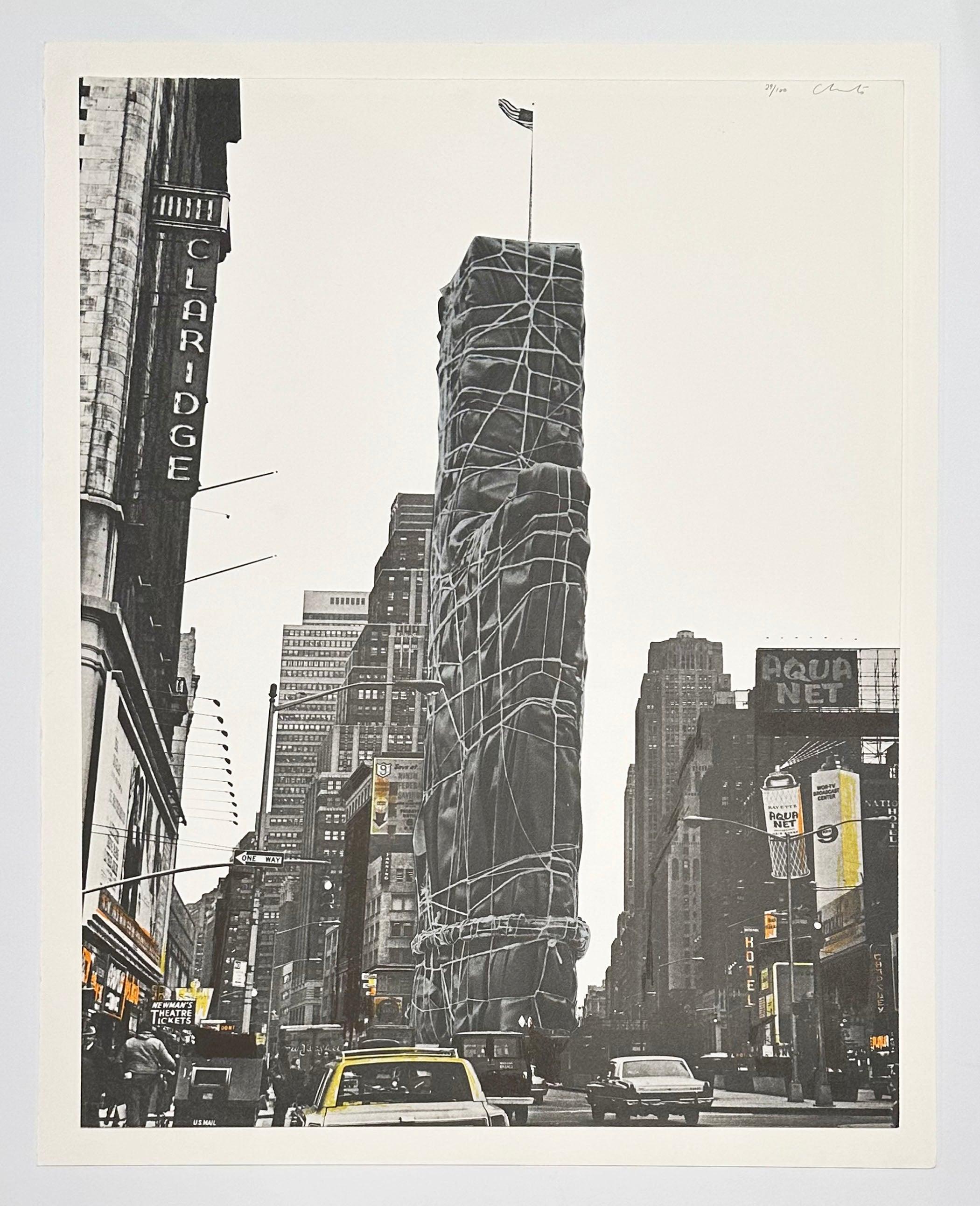 Allied Chemical Tower, Packed, Project for Number 1, Times Square, New York - American Modern Print by Christo and Jeanne-Claude
