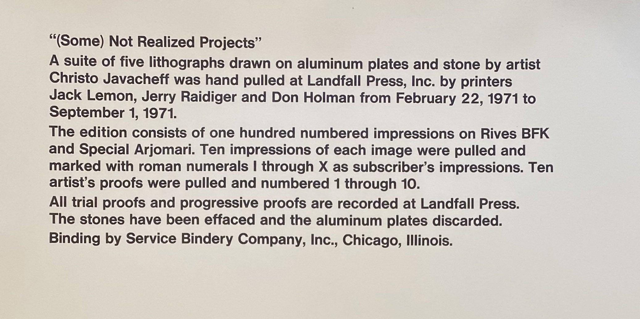 Artist: Christo
Title: Allied Chemical Tower, Packed, Project for Number 1, Times Square, New York
Portfolio: 1971 (Some) Not Realized Projects
Medium: Offset lithograph on Rives BFK and Special Arjomari
Date: 1971
Edition: 29/100
Frame Size: 31