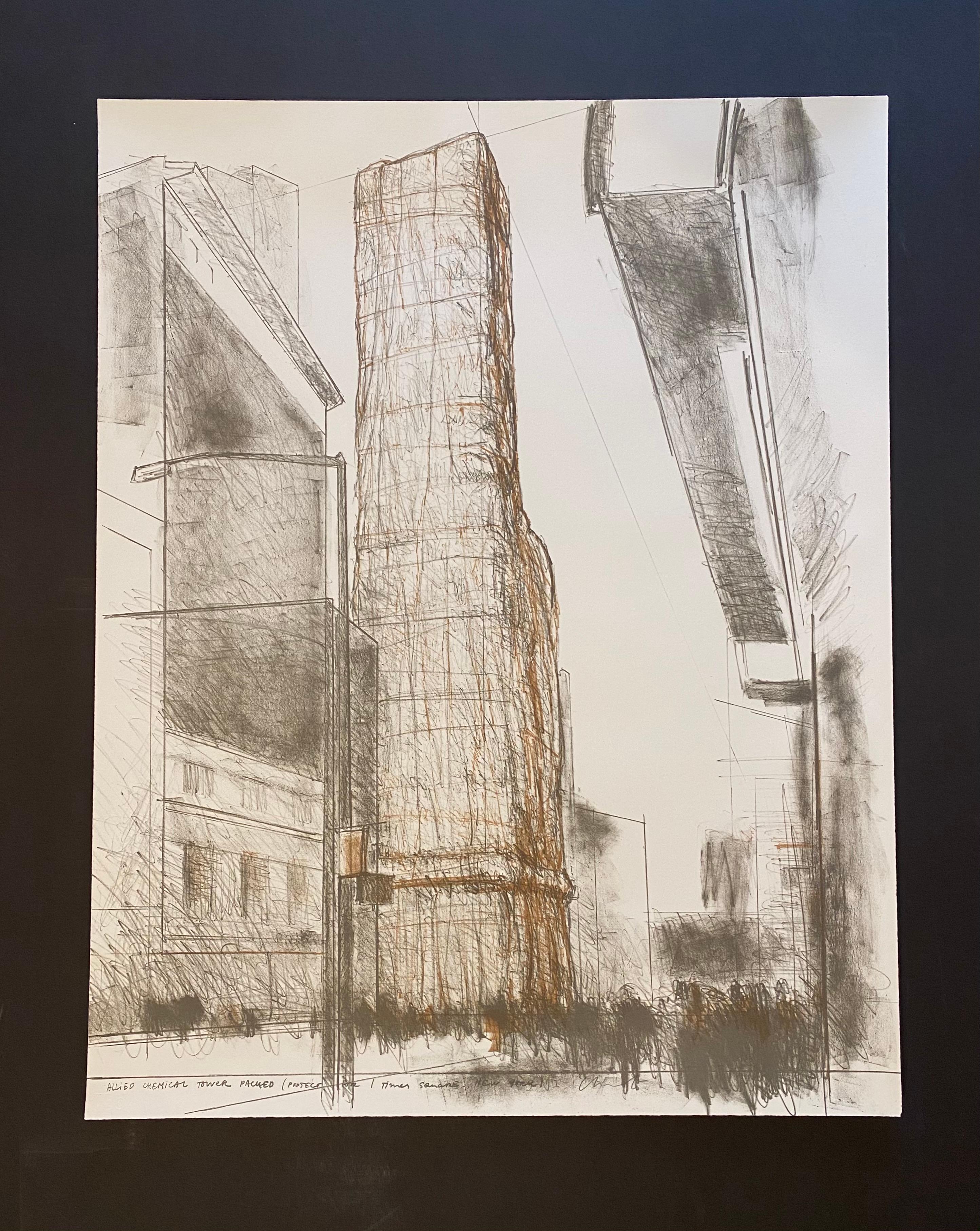 Allied Chemical Tower Packed (Project for One Times Square, New York) - Print by Christo and Jeanne-Claude