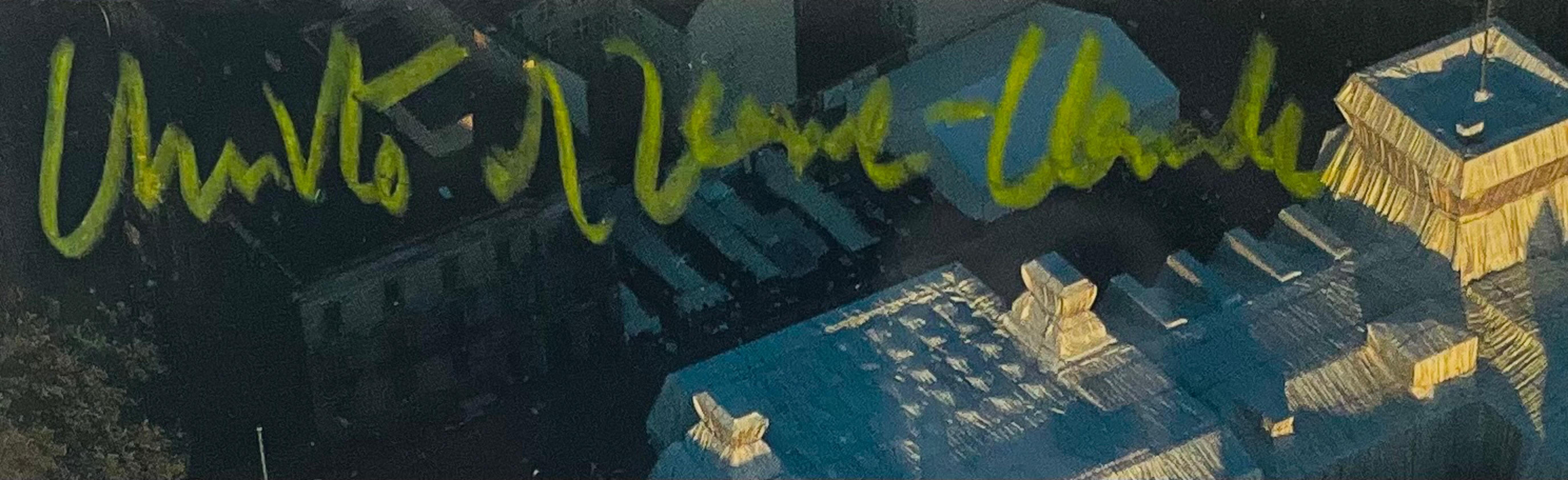 Carte d'art : Reichstag Aerial View, signée à la main par Christo et Jeanne-Claude encadrée - Contemporain Print par Christo and Jeanne-Claude