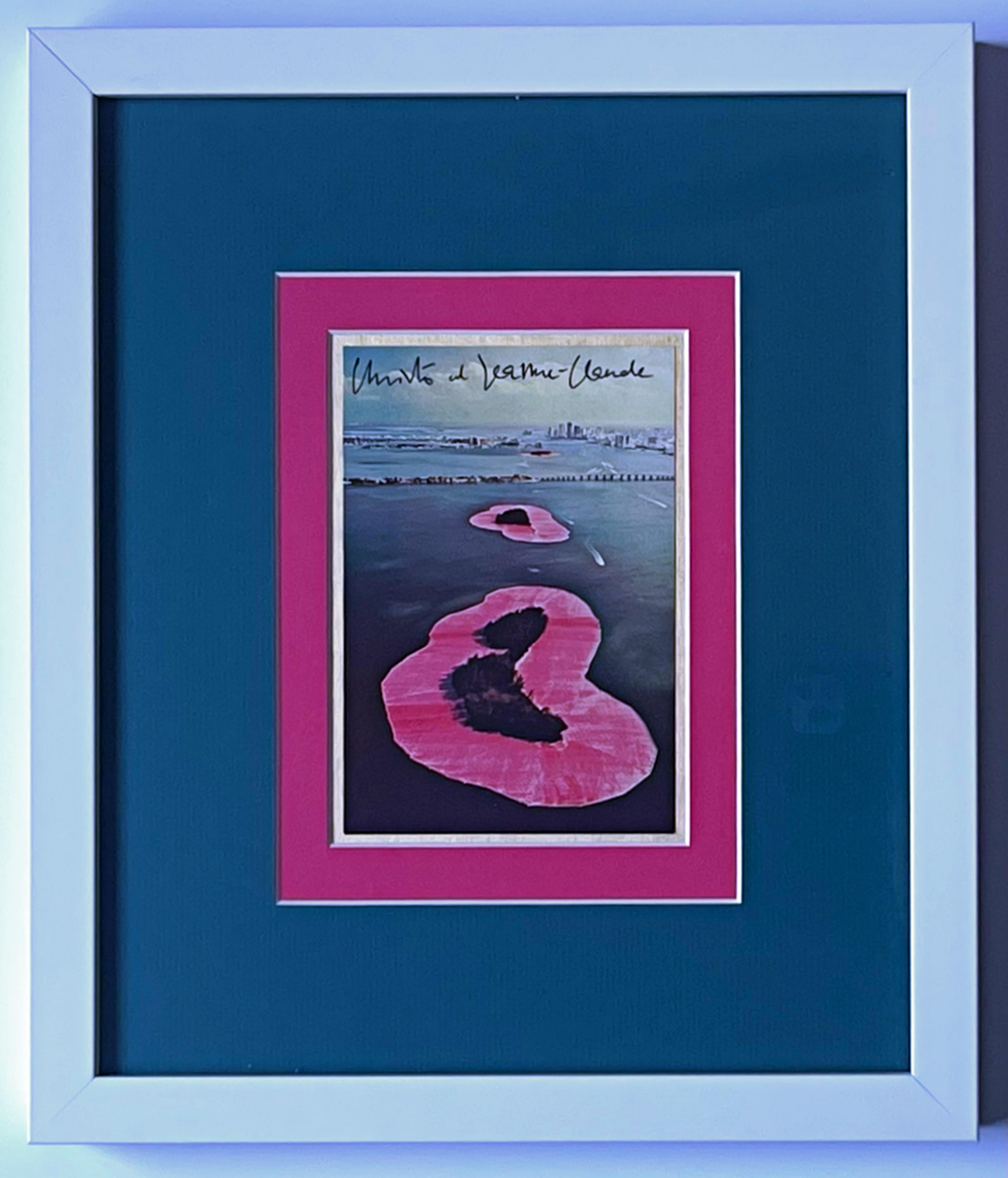 Christo and Jeanne-Claude 
Art Card: Surrounded Islands (Hand Signed by Christo and Jeanne-Claude), from the private collection of Jeanne-Claude's Assistant, 1983
Offset lithograph card (hand signed 'Christo et Jeanne-Claude')
Provenance: Gifted by
