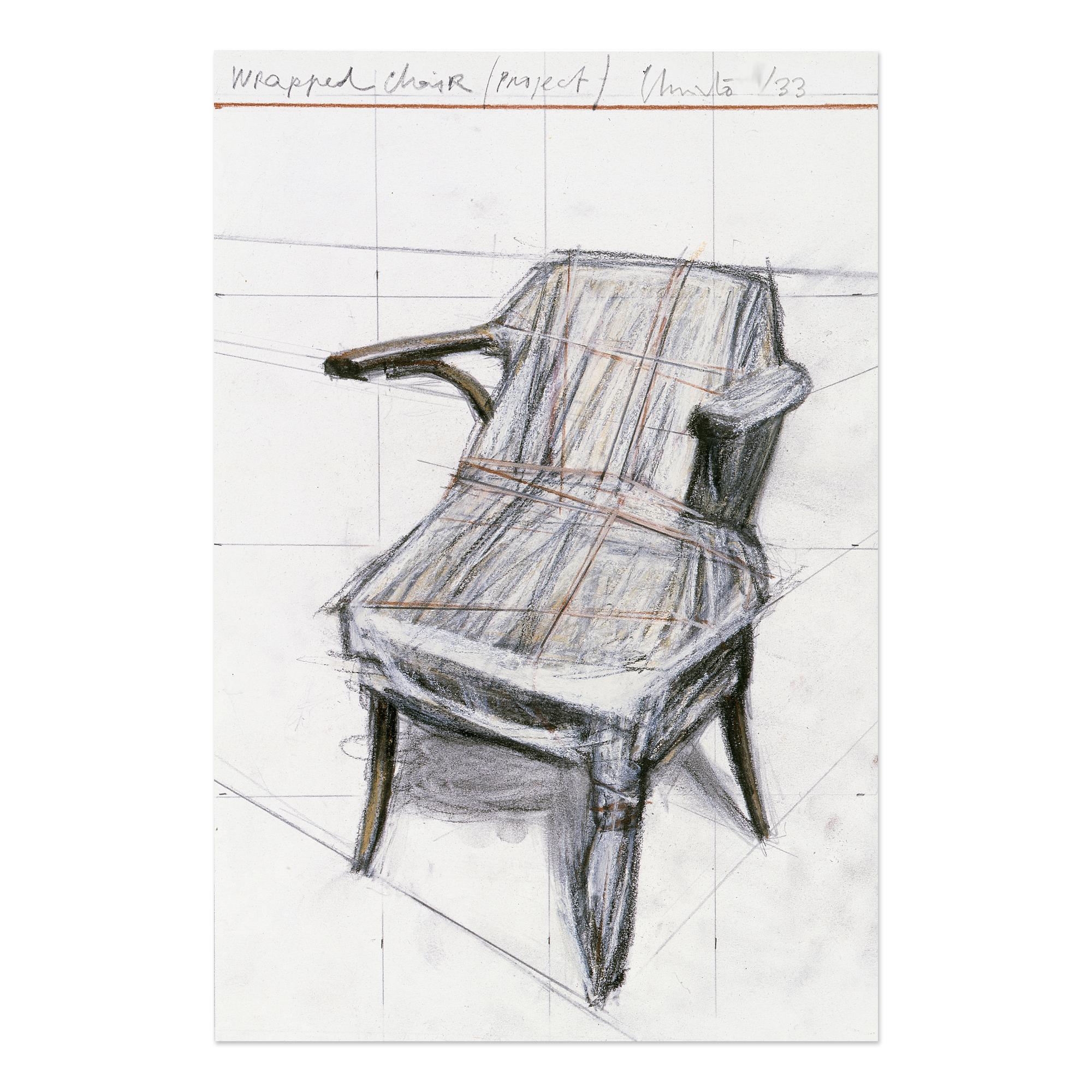Christo and Jeanne-Claude (American, Bulgarian and Moroccan, 1935-2020 and 1935-2009)
Wrapped Chair (Project), from Thonet 200 Project, 1963/2019
Medium: Digital pigment print and silkscreen on Photo Rag Ultra Smooth Paper
Dimensions: 26.5 × 18 cm