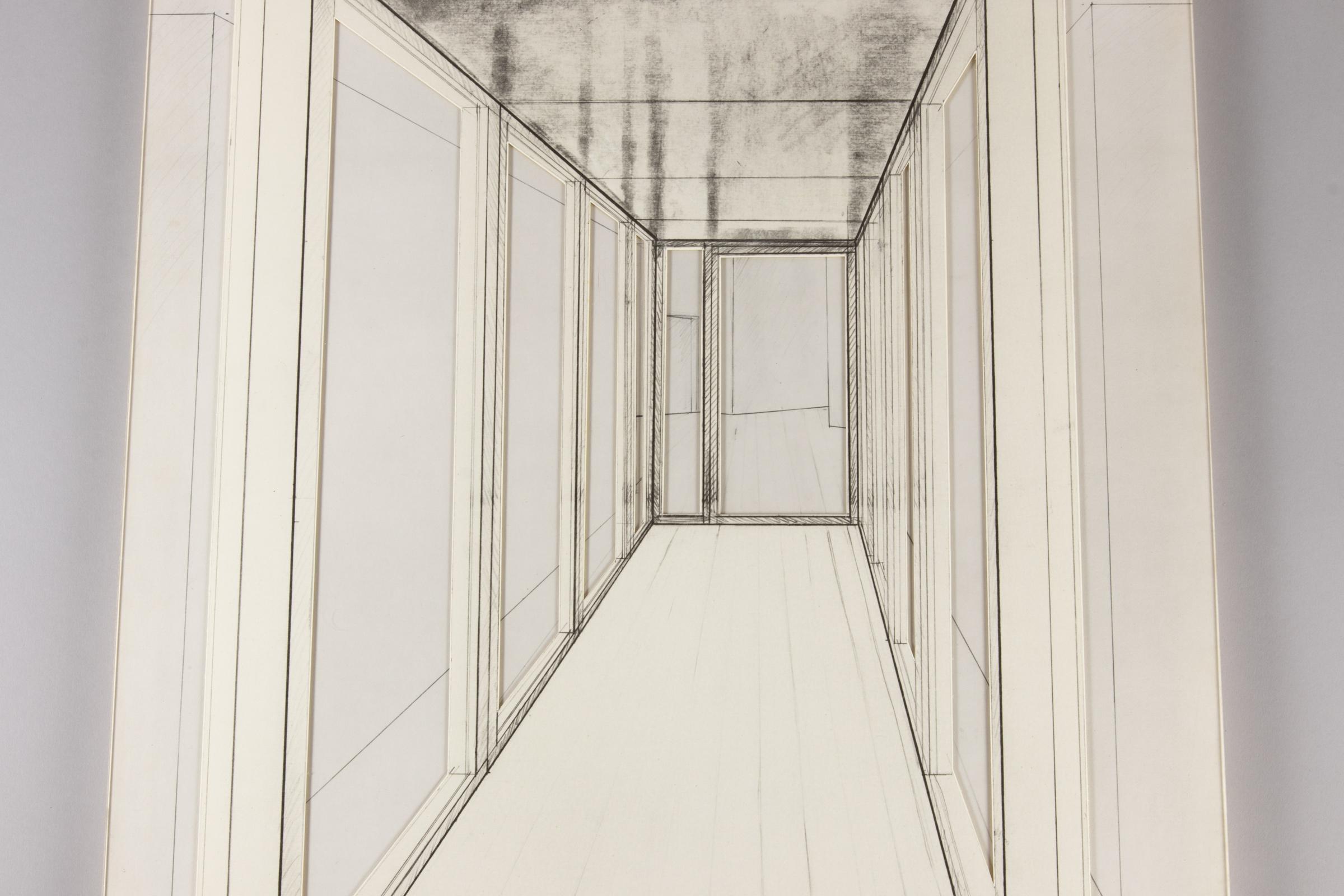 Christo (amerikanisch-bulgarisch, geb. 1935)
Korridor-Ladenfront, Projekt, 1967-1968
Medium: Zweiteiliger Siebdruck mit Scharnieren, zu öffnen (Vorderseite gestanzt, auf Acetat montiert; Rückseite auf Holzträger montiert)
Abmessungen: 71 × 56 cm (28