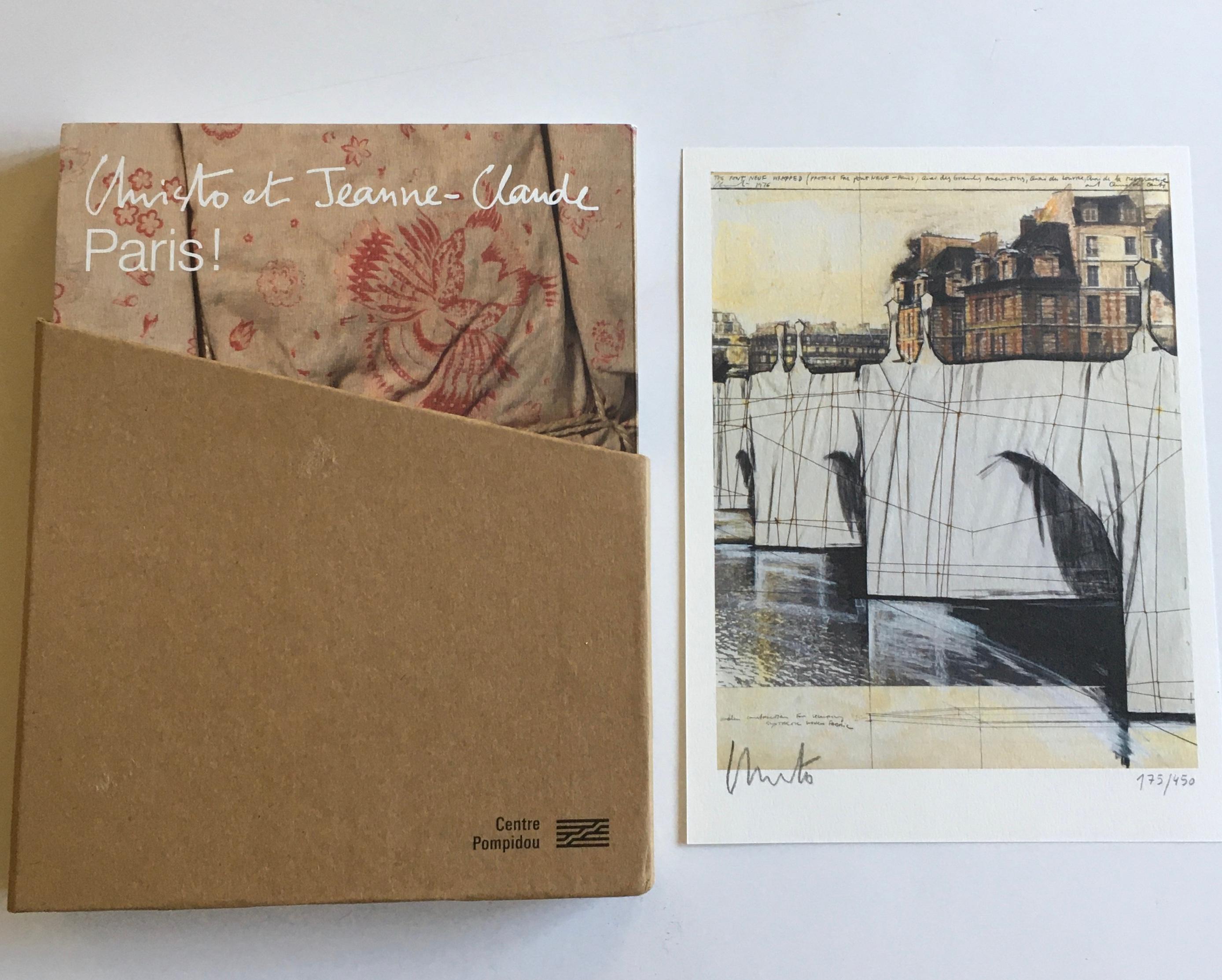 Christo et Jenne Claude, Paris! The Pont-Neuf Wrapped, Signed Print and Catalog - Beige Landscape Print by Christo and Jeanne-Claude
