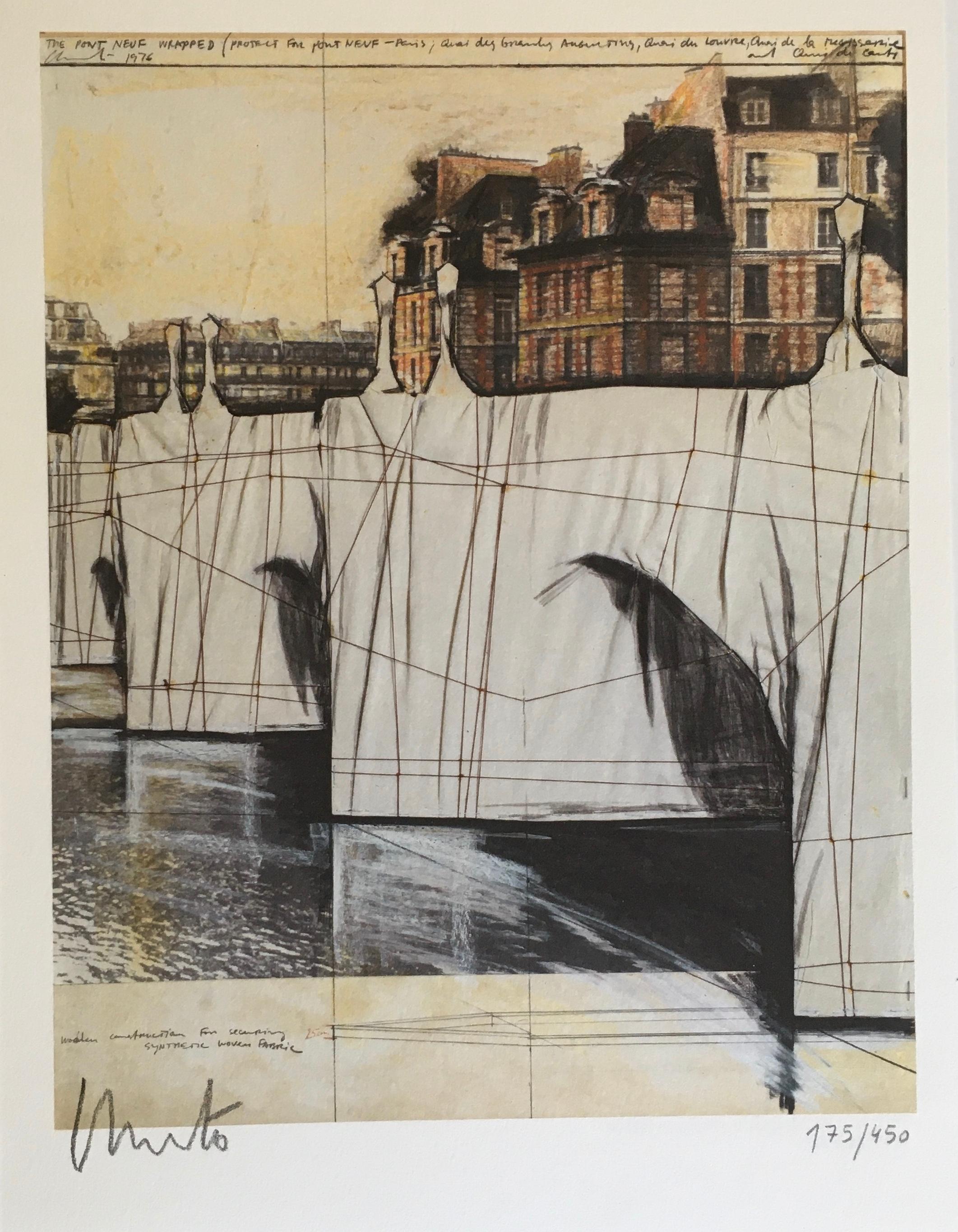 Christo and Jeanne-Claude Landscape Print - Christo et Jenne Claude, Paris! The Pont-Neuf Wrapped, Signed Print and Catalog