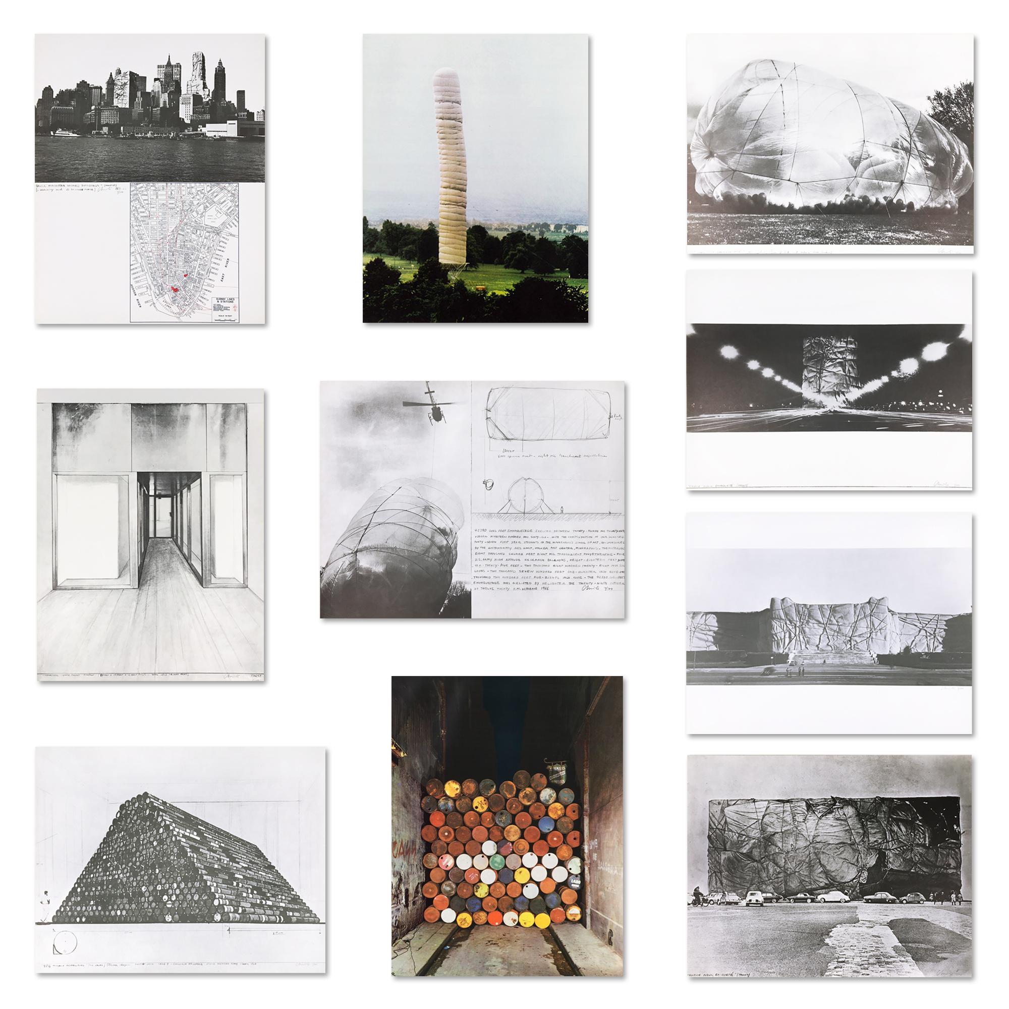 Christo and Jeanne-Claude Figurative Sculpture - Christo, Monuments: Portfolio with Ten Prints and One Sculpture, Signed Original