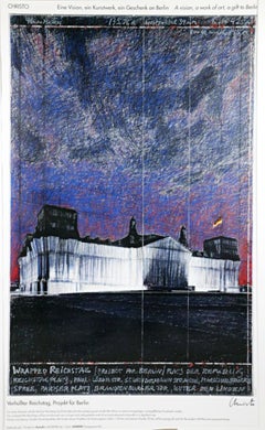 Christo - The Wrapped Reichstag at Night, offset lithograph poster, plate signed