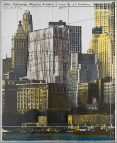 Umwickeltes Gebäude im Lower Manhattan, Projekt für 2 Broadway, N. Y