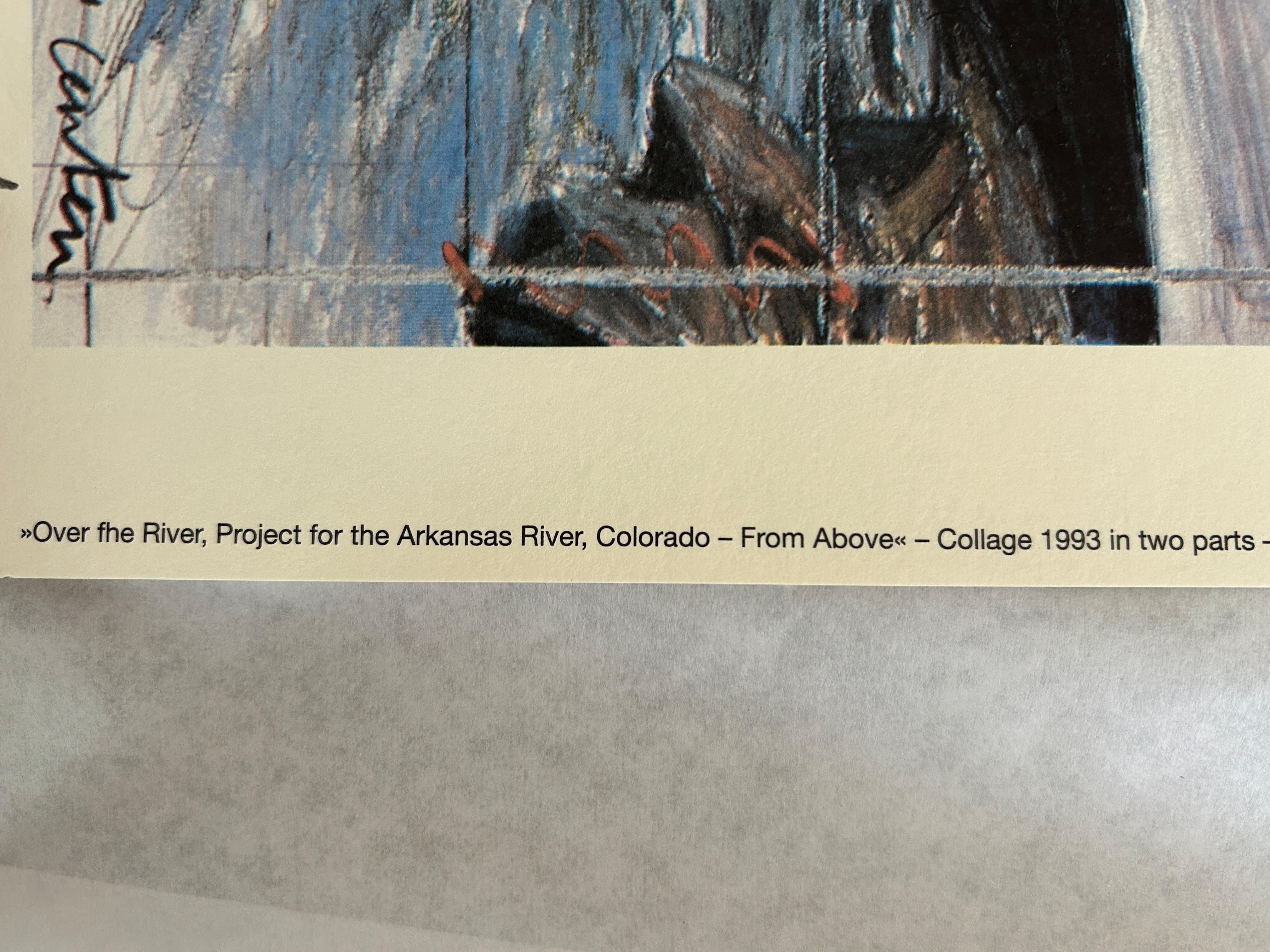 Sobre el río (desde arriba) Proyecto para el río Arkansas, CO, Impresión firmada - Print Contemporáneo de Christo and Jeanne-Claude