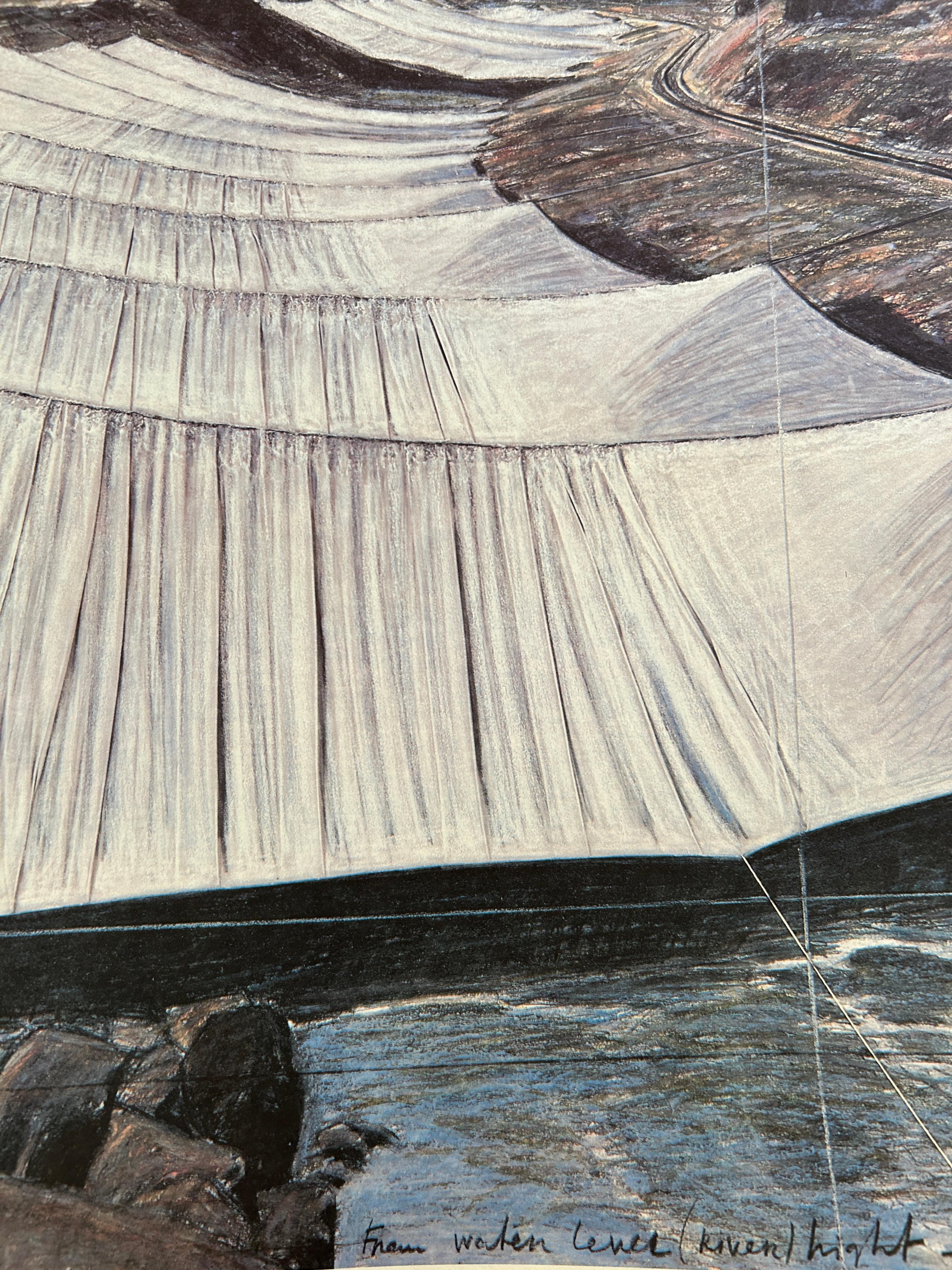 Sobre el río (desde arriba) Proyecto para el río Arkansas, CO, Impresión firmada - Landscape Print Gris de Christo and Jeanne-Claude
