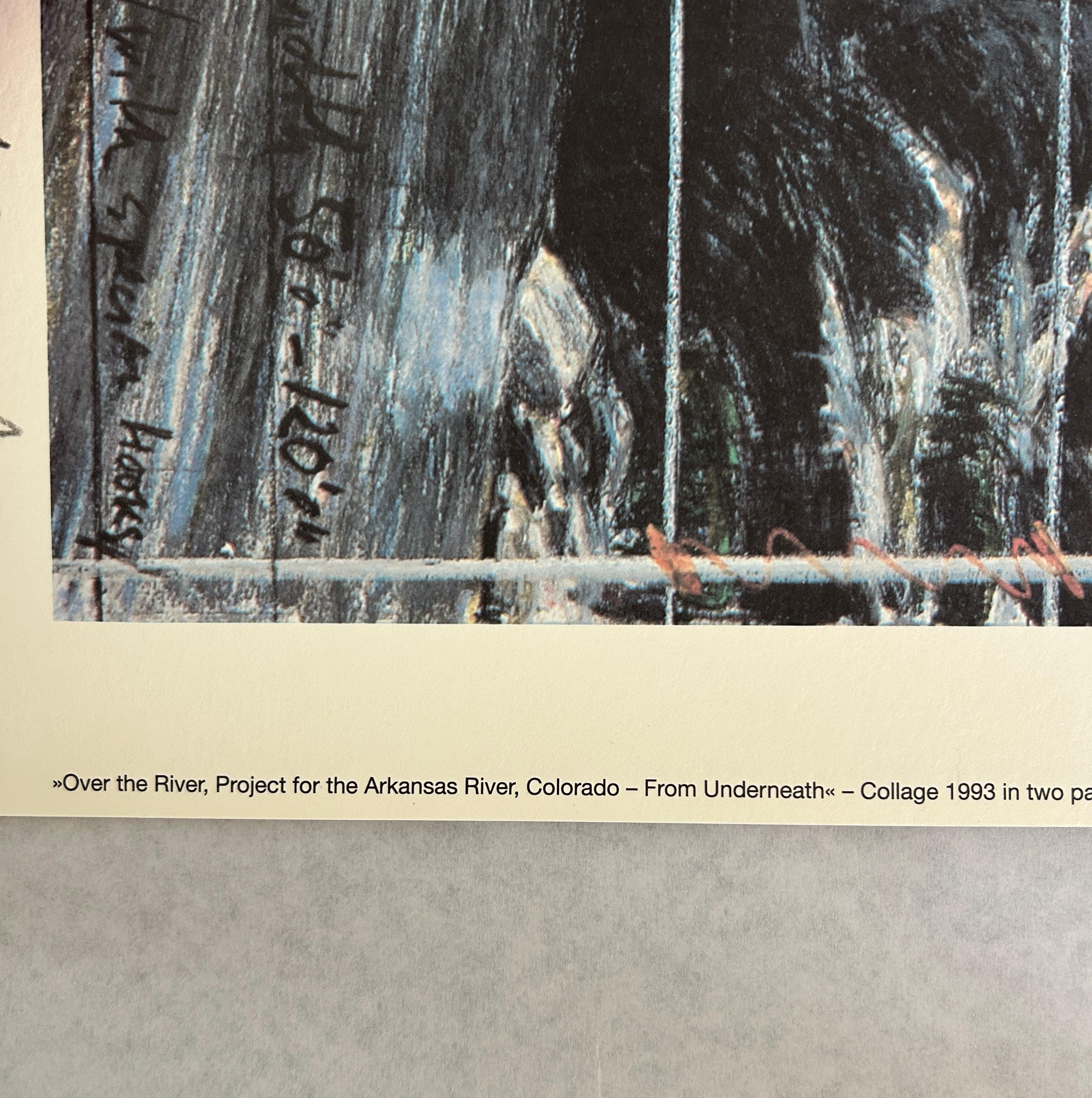 Sobre el río (desde abajo) Proyecto para el río Arkansas, CO Impresión firmada - Print Contemporáneo de Christo and Jeanne-Claude