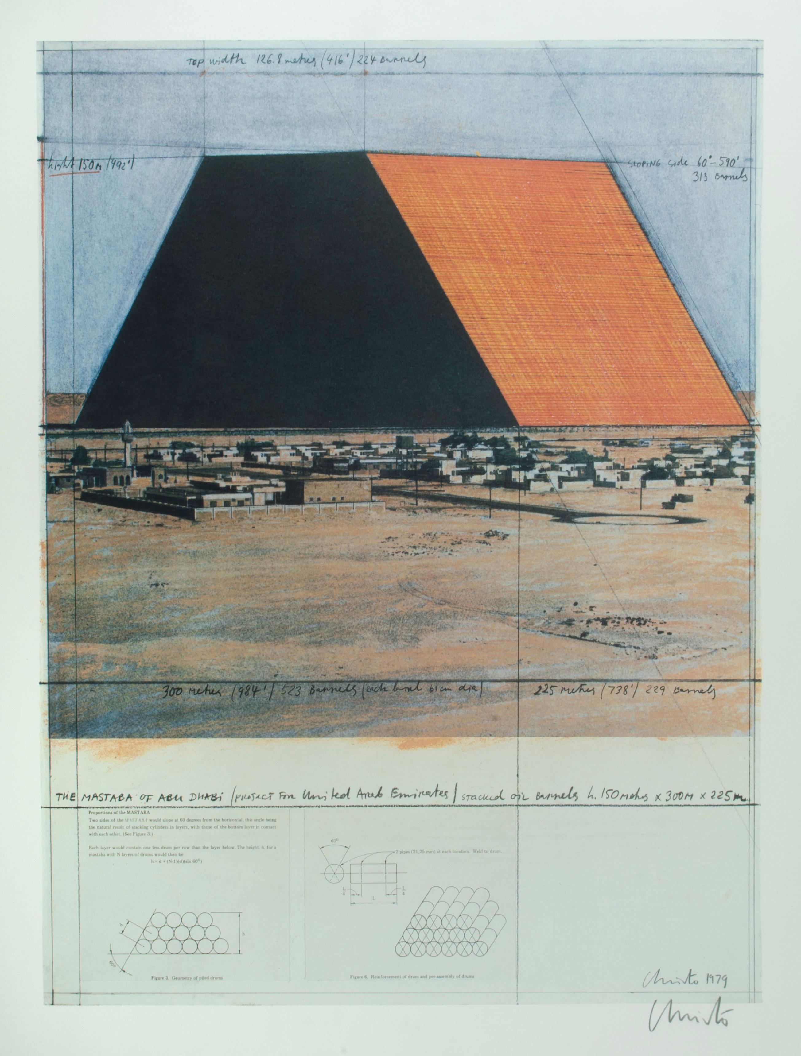 Christo and Jeanne-Claude Landscape Print - Poster for the conceived project, The Mastaba