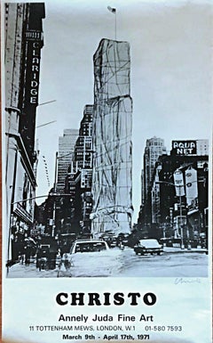 Vintage Rare 1970s European print, Annely Juda Gallery, London (HAND SIGNED by Christo)