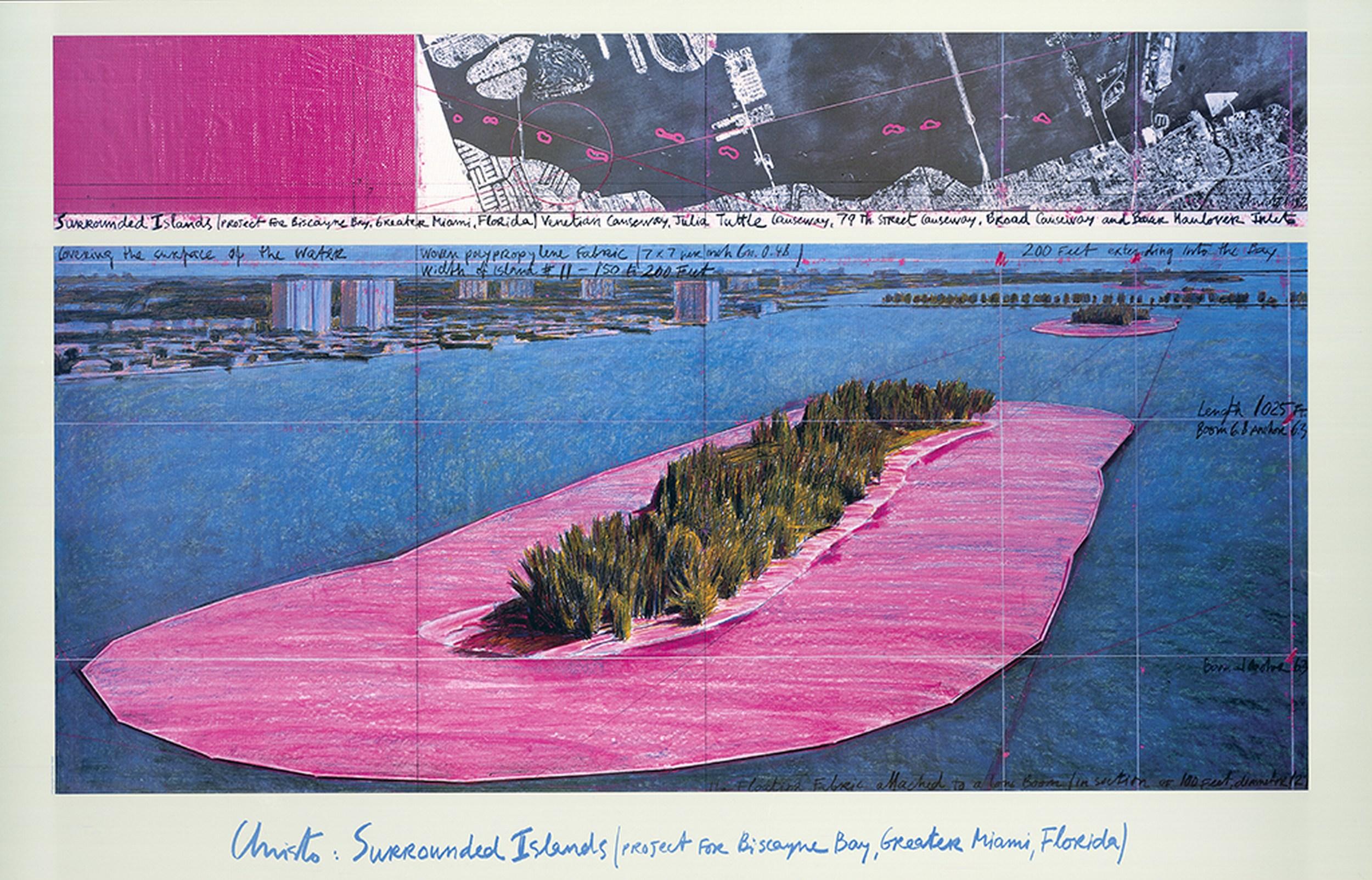 Entourée d'îles, baie de Biscayne, Greater Miami, Floride - Print de Christo and Jeanne-Claude