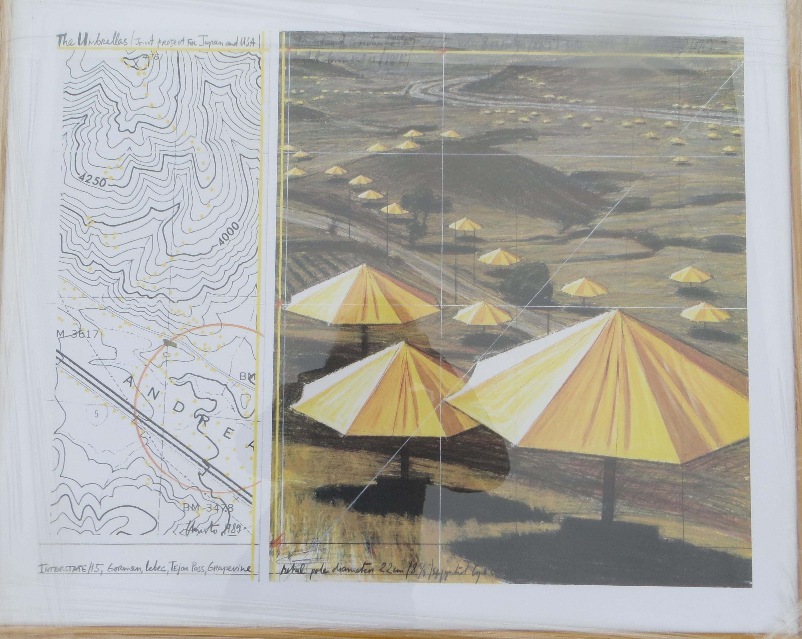 The Ambrellas by Christo Process in California and Japan Lithograph - Print by Christo and Jeanne-Claude