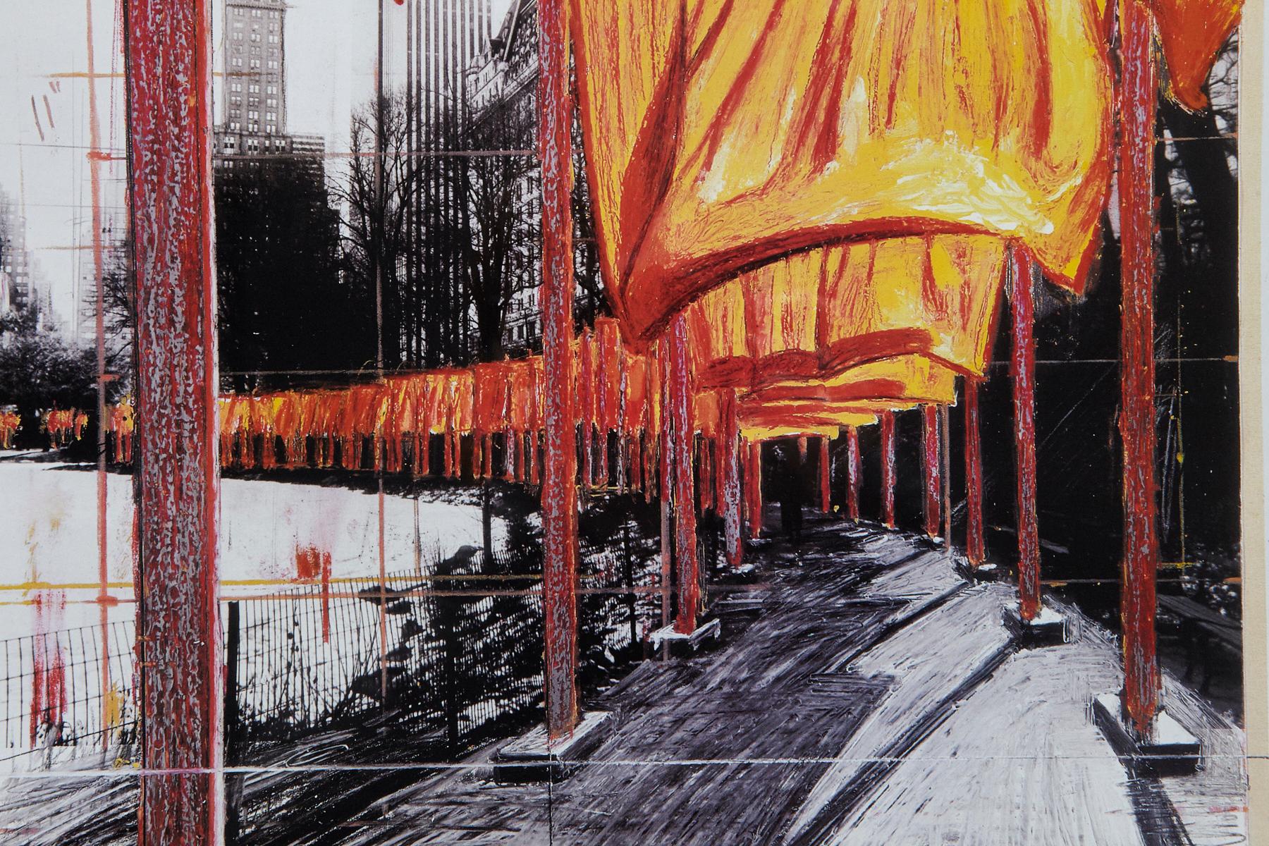Christo Yavacheff, Bulgare (1935) et Jean-Claude, Marocain (1935 - 2009)
The Gates, Central Park, New York, 1979 - 2005
Lithographie offset, signée et datée à la main au crayon, 2003, d'une édition non numérotée. Encadré.
Mesures : Cadre : H 24.25 x