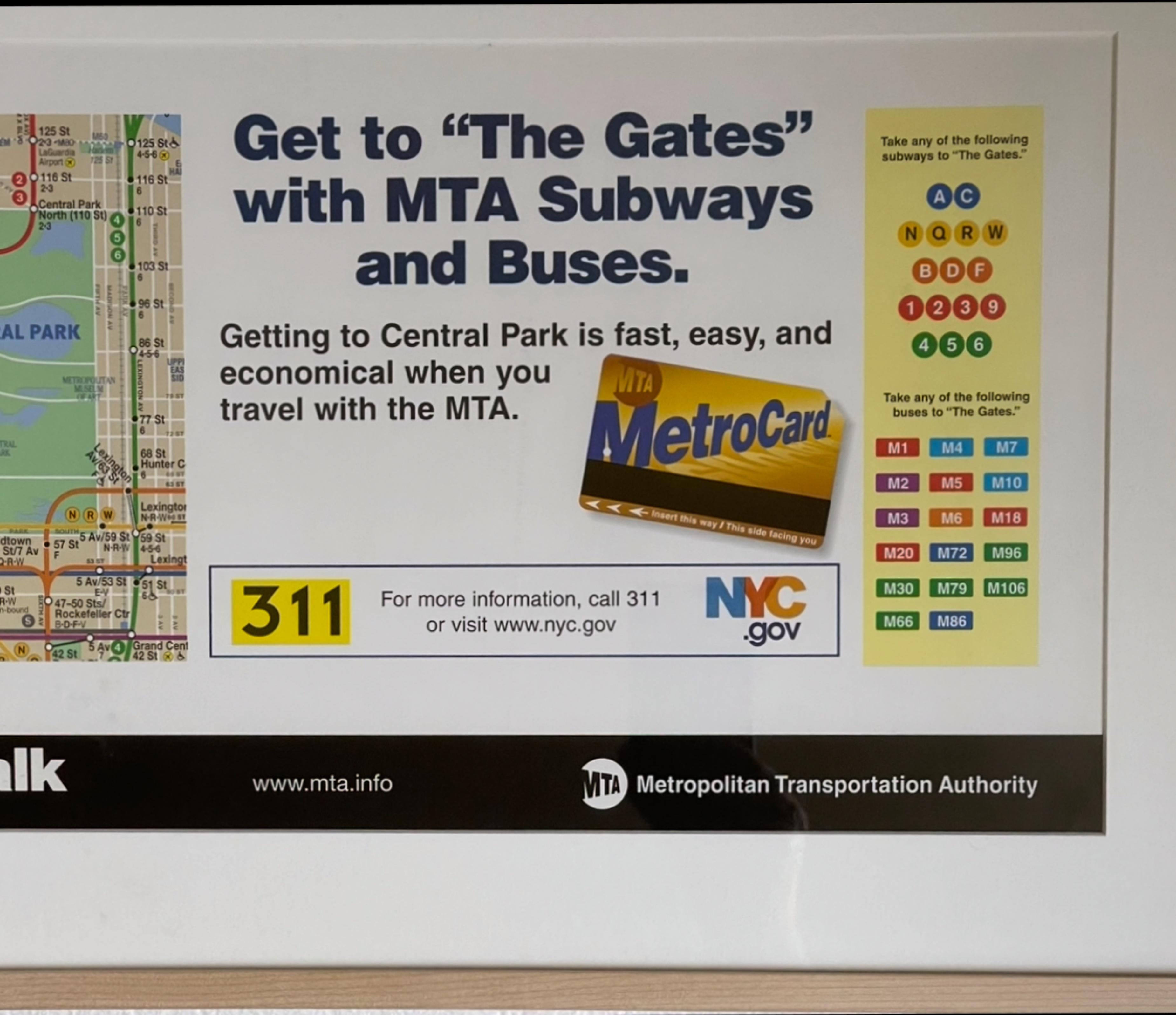 The Gates, bannière originale surdimensionnée du métro de Manhattan, signée, encadrée en vente 4