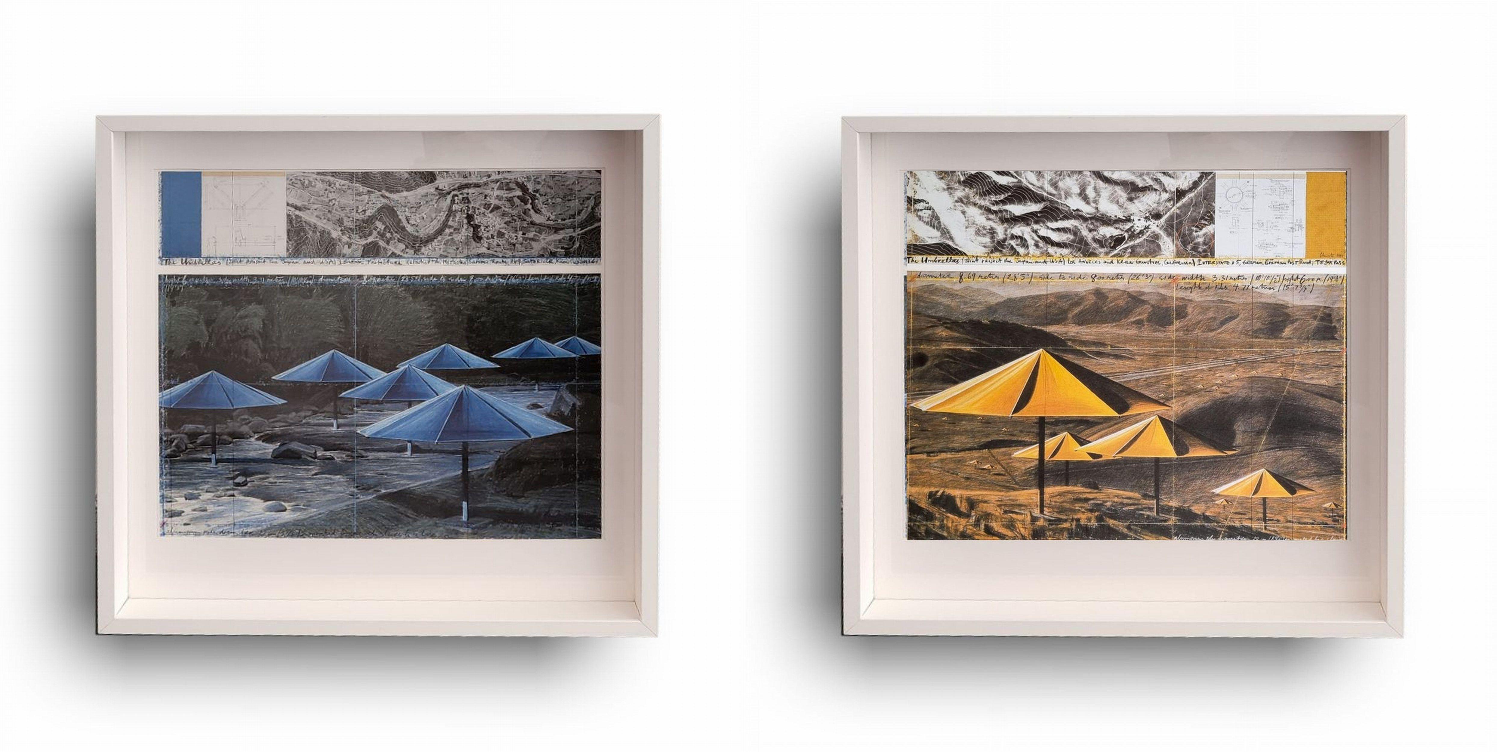 The Umbrellas (BOTH FRAMED - BLACK OR WHITE ... YOU CHOOSE + FREE U.S. SHIPPING) - Print by Christo and Jeanne-Claude