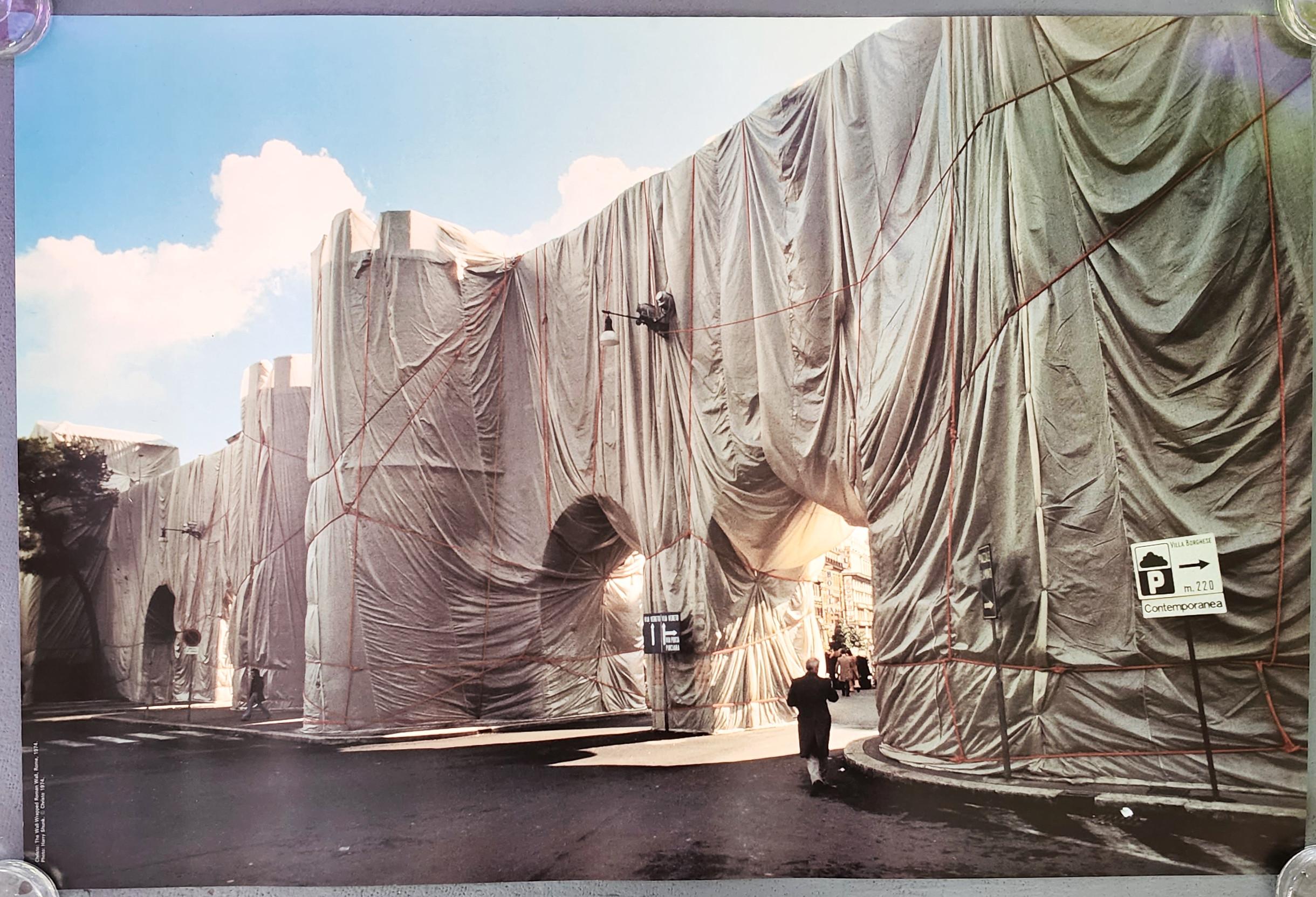 The Wall-Wrapped Roman Wall, Rome, 1974 (Installation, Public Art, Wrapped Art) - Print by Christo and Jeanne-Claude