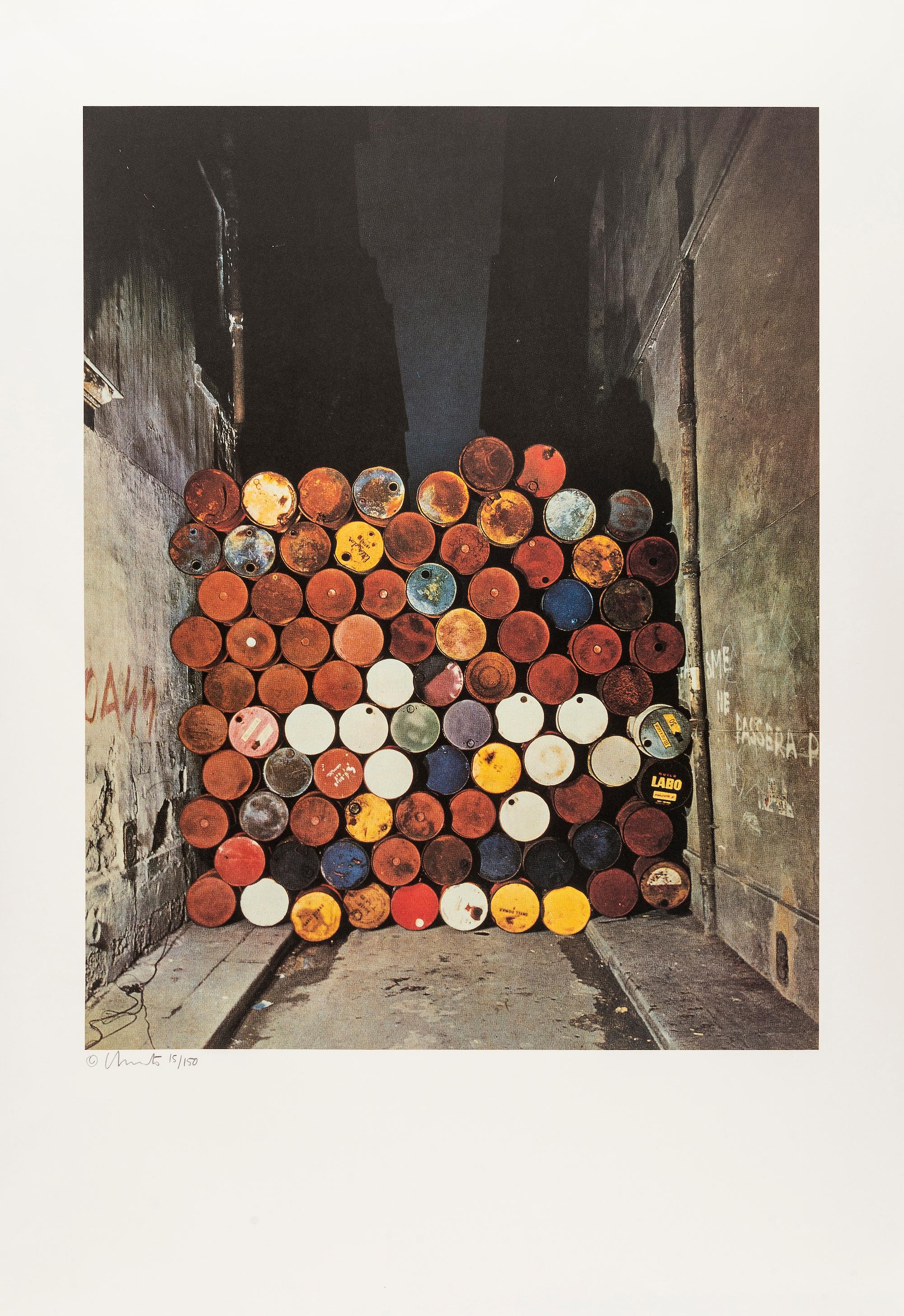 Christo and Jeanne-Claude Still-Life Print - Wall of Oil Barrels -- Lithograph, Contemporary Art by Christo & Jeanne-Claude