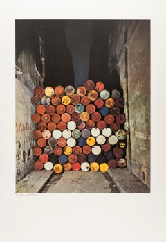 Vintage Wall of Oil Barrels -- Lithograph, Contemporary Art by Christo & Jeanne-Claude