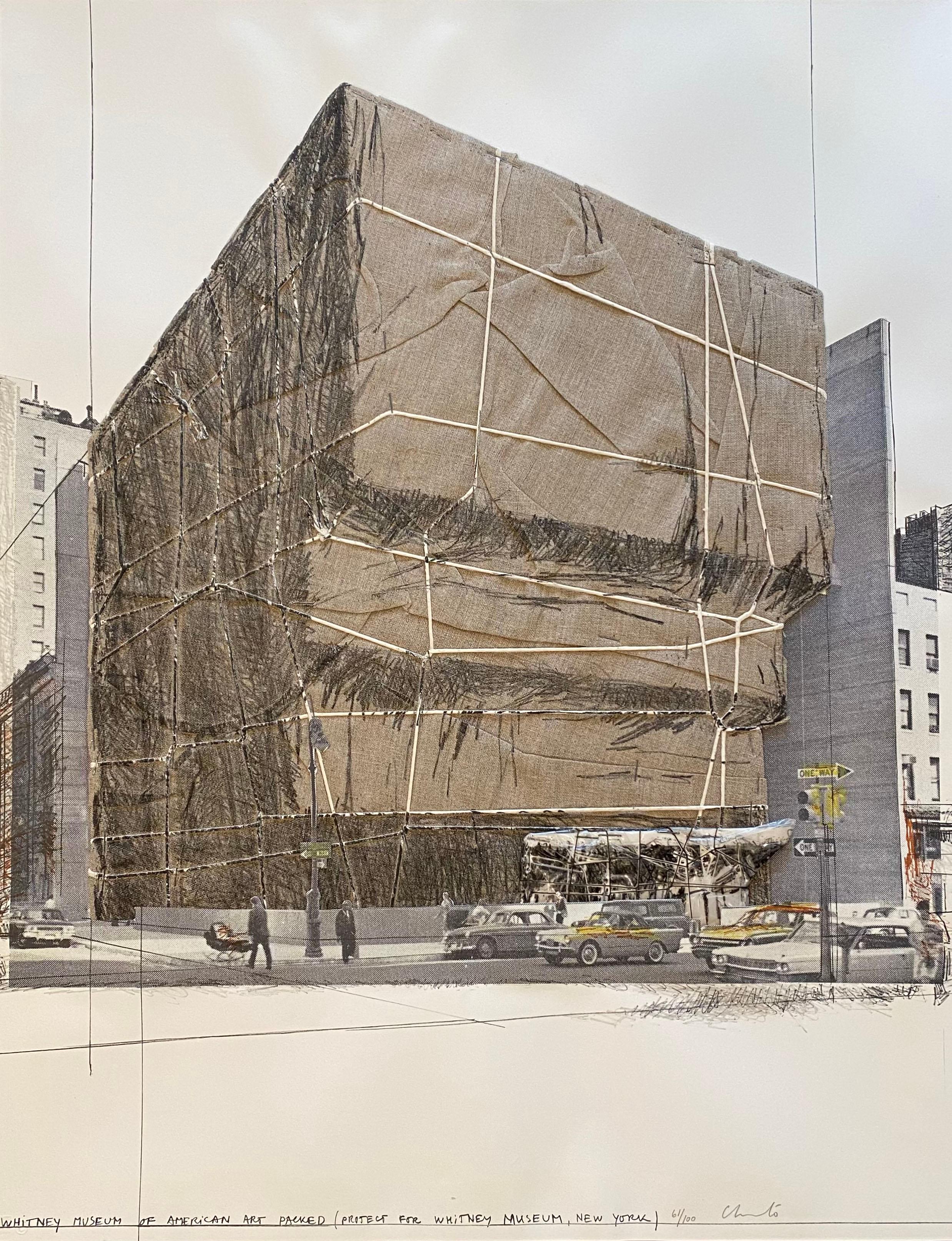 Christo and Jeanne-Claude Landscape Print - Whitney Museum of American Art, Packed, Project for New York