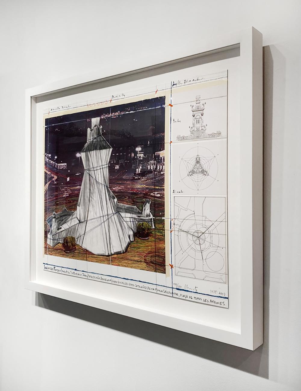 Wrapped Fountain - Gray Figurative Print by Christo and Jeanne-Claude