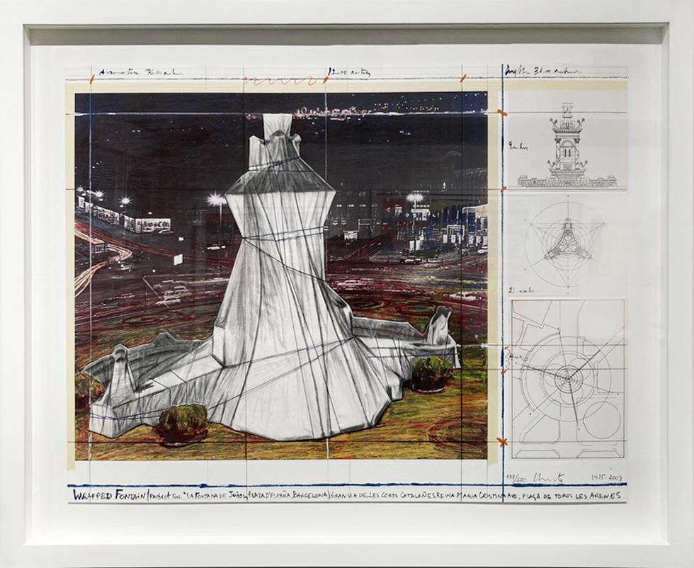Christo and Jeanne-Claude Figurative Print - Wrapped Fountain