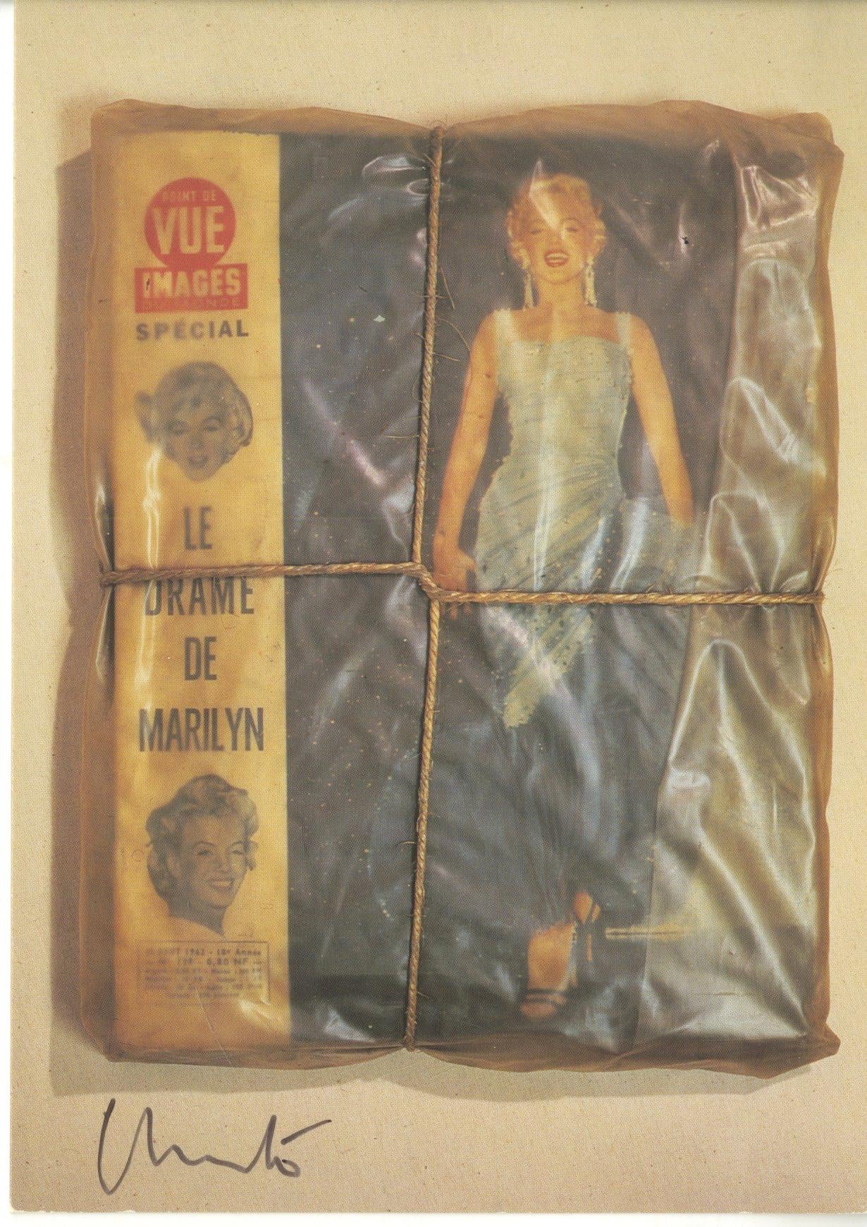 Wrapped Magazines (Revues Empaquetees), Hand Signed postcard of Marilyn Monroe