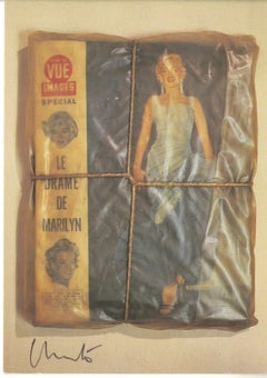 Vintage Wrapped Magazines (Revues Empaquetees), Hand Signed postcard of Marilyn Monroe