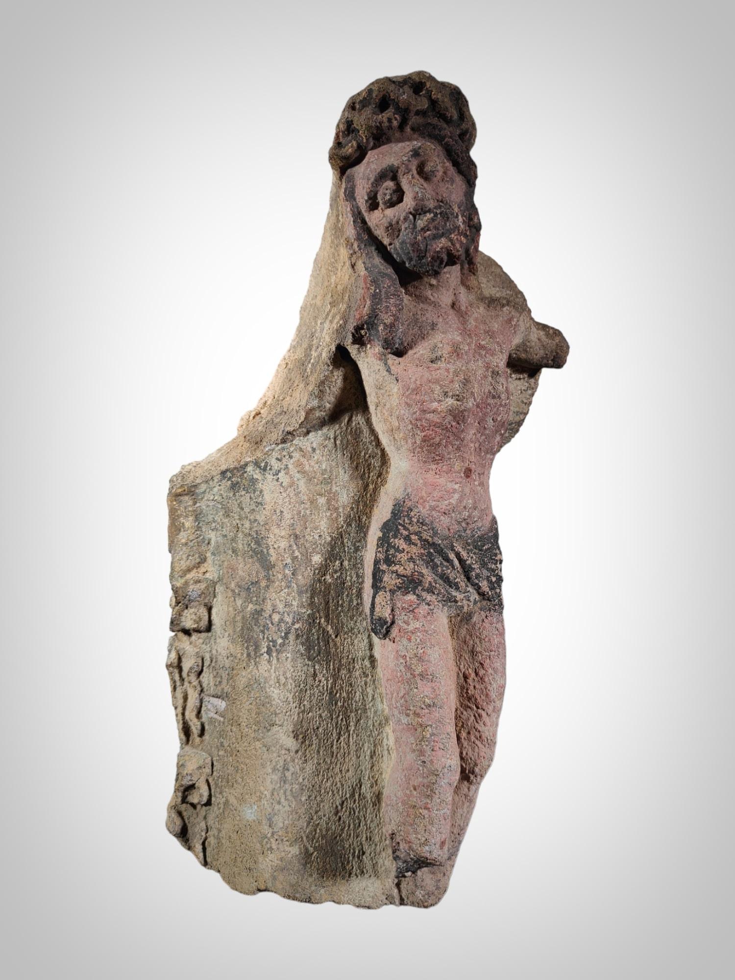 18th Century and Earlier Christo Carved Stone Sculpture, France, 15th Century: Museum-Quality Masterpiece For Sale