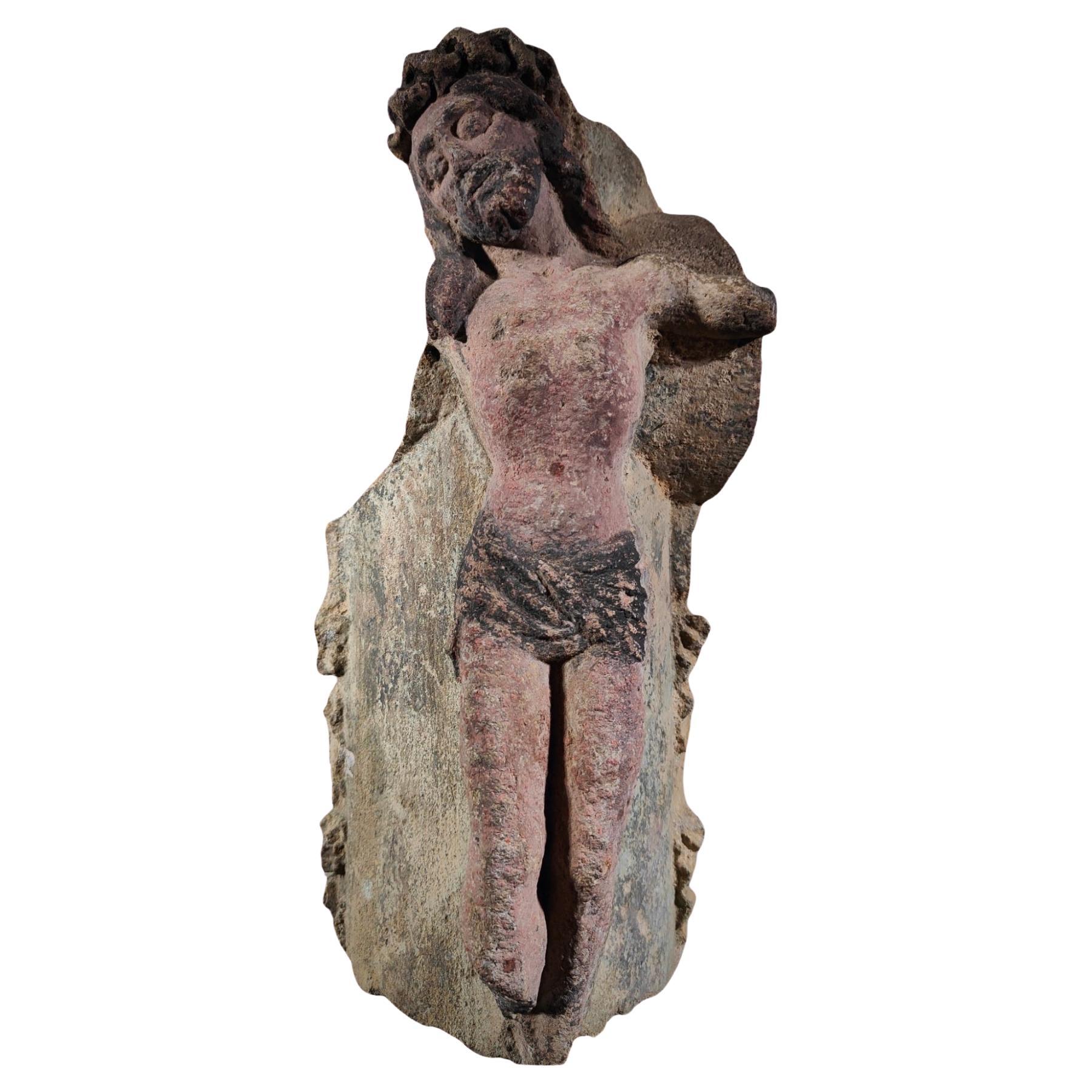 Escultura de piedra tallada de Christo, Francia, siglo XV: Obra maestra de calidad museística en venta
