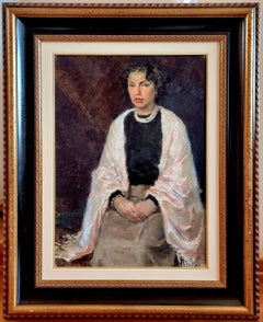 Femme avec foulard - Christo 1955 Huile sur carton