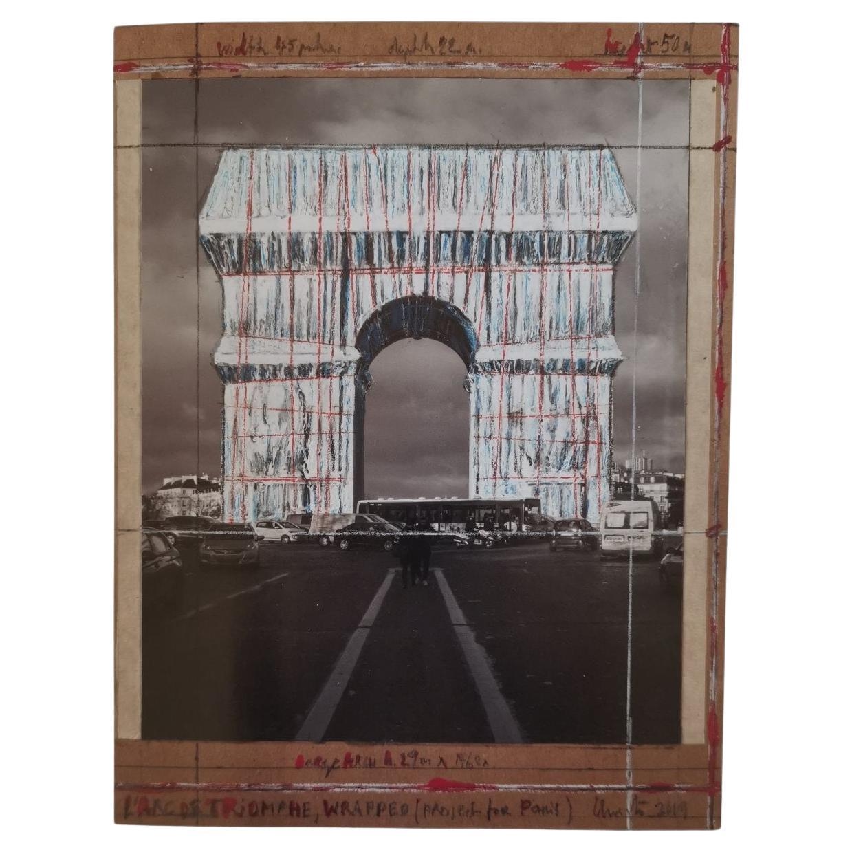 Impression de L'Arc de Triomphe projet emballé signé par l'artiste Christo Javacheff .
Feuille : 45 x 35 cm
ÉTATS-UNIS 2019.