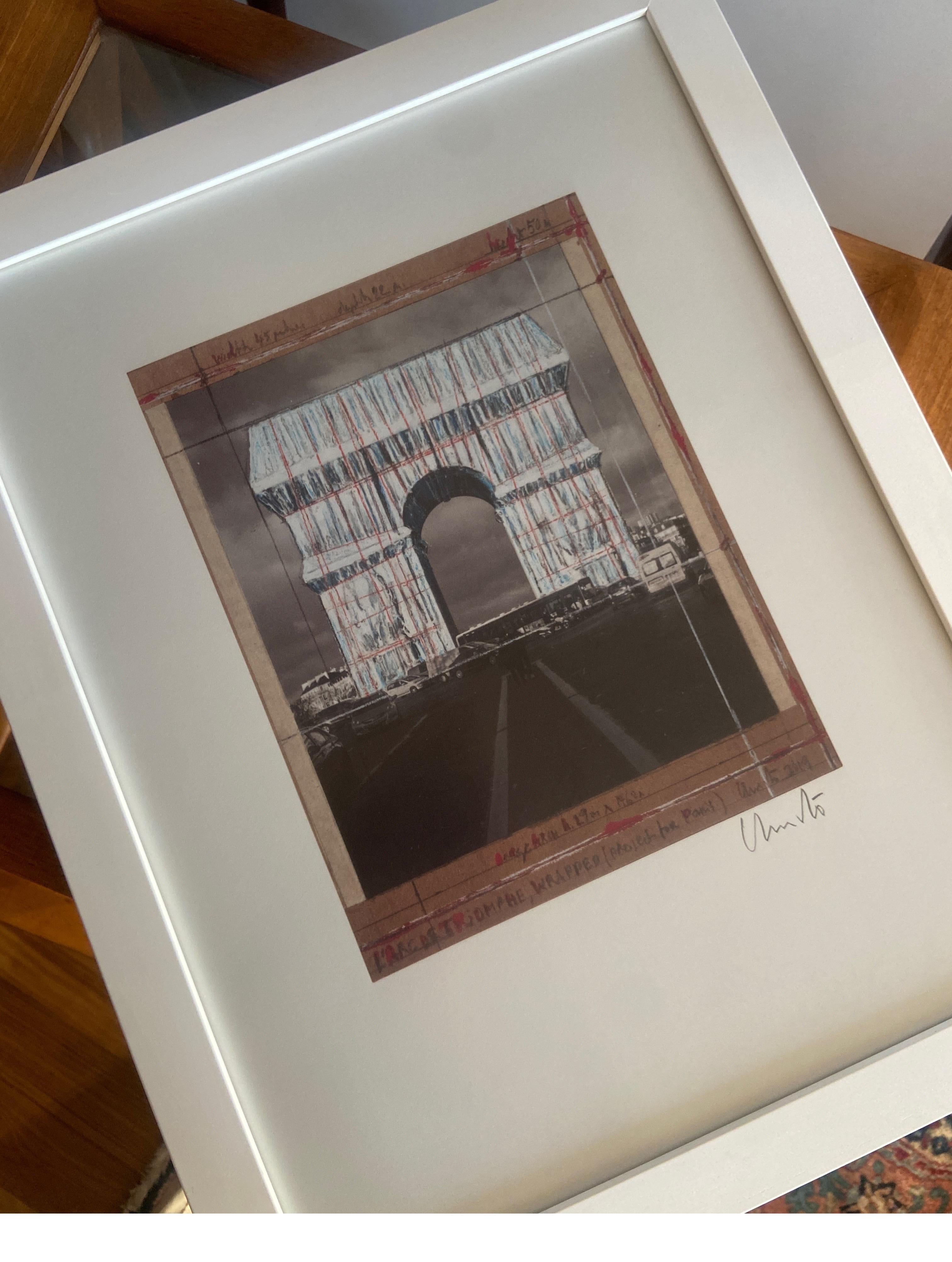 Contemporary Christo Javacheff Print of L'Arc de Triomphe Wrapped Project Signed 2019 For Sale
